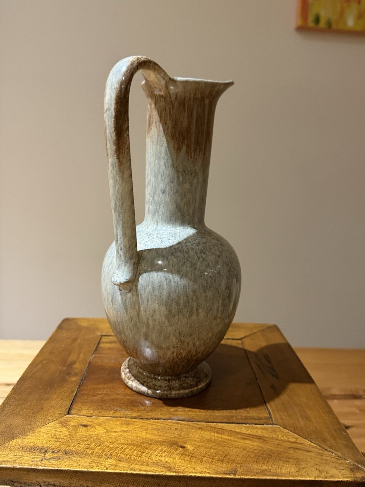 Vintage West German Pottery Jug Vase 639/3 Blue Brown Drip Glaze 25cm
