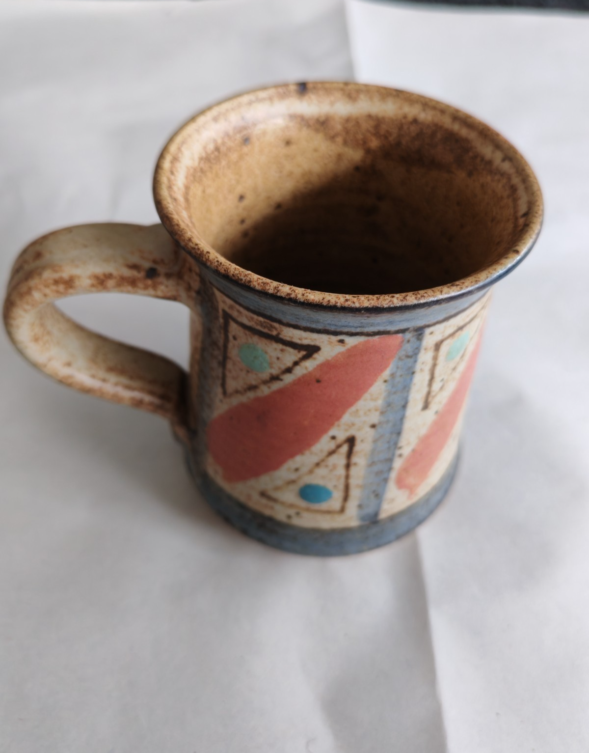 Vintage 'Taggerty Pottery' Studio Pottery Mug – Handcrafted Geometric Stoneware
