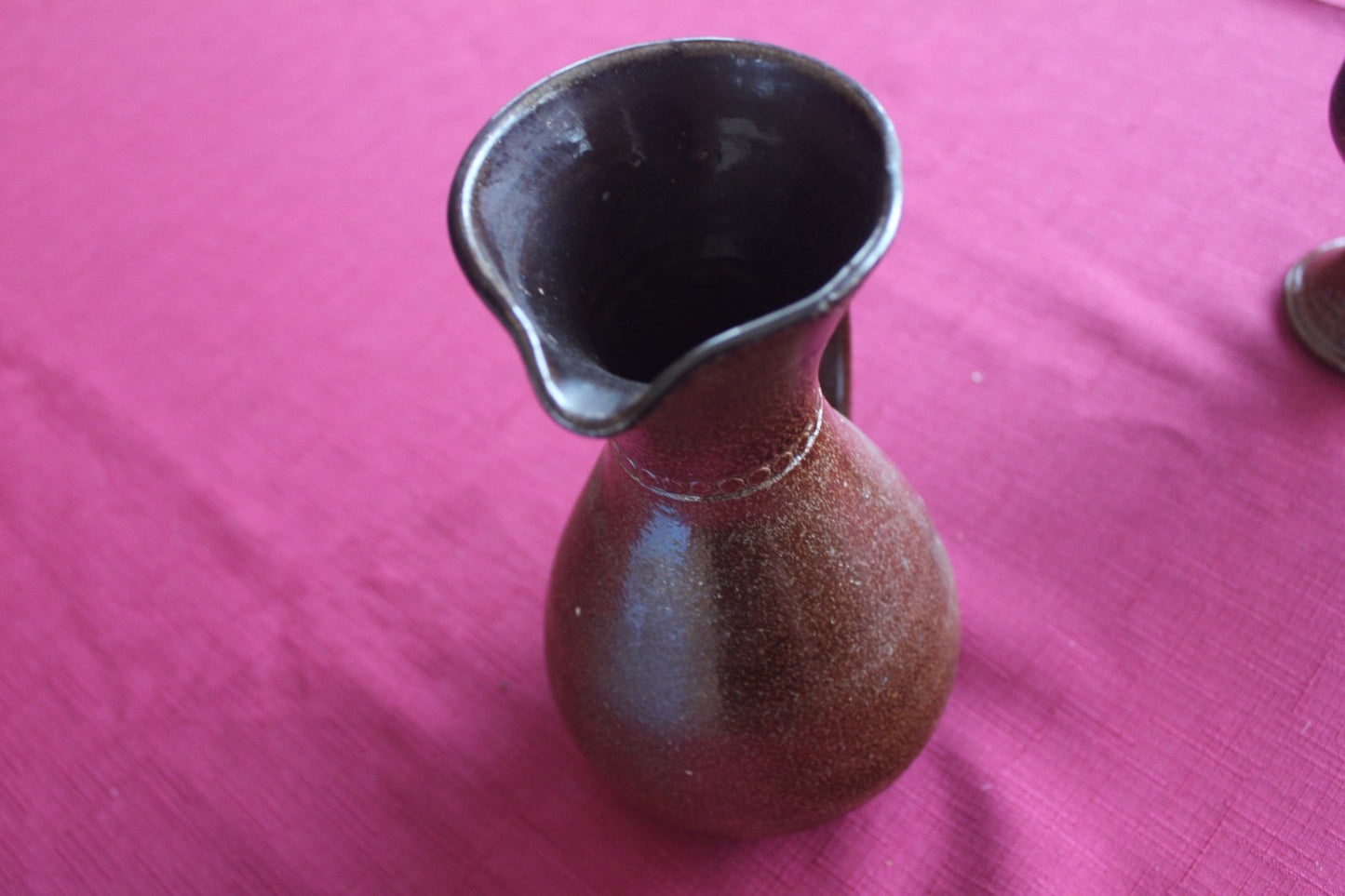 Bendigo Pottery Vintage wine Set – Carafe & 2 Goblets (Brown Glaze)