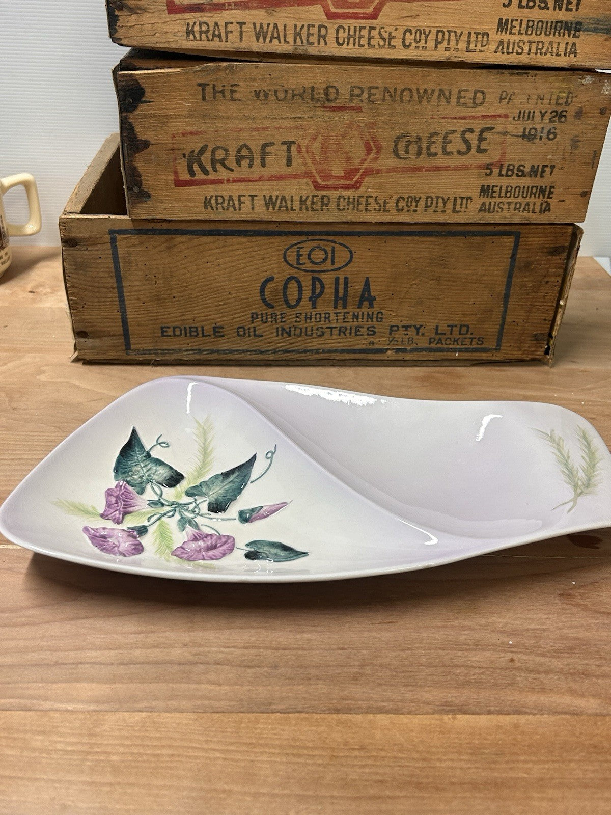 Carlton Ware Divided Dish Handpainted 1950s Australian Design 33cm Floral