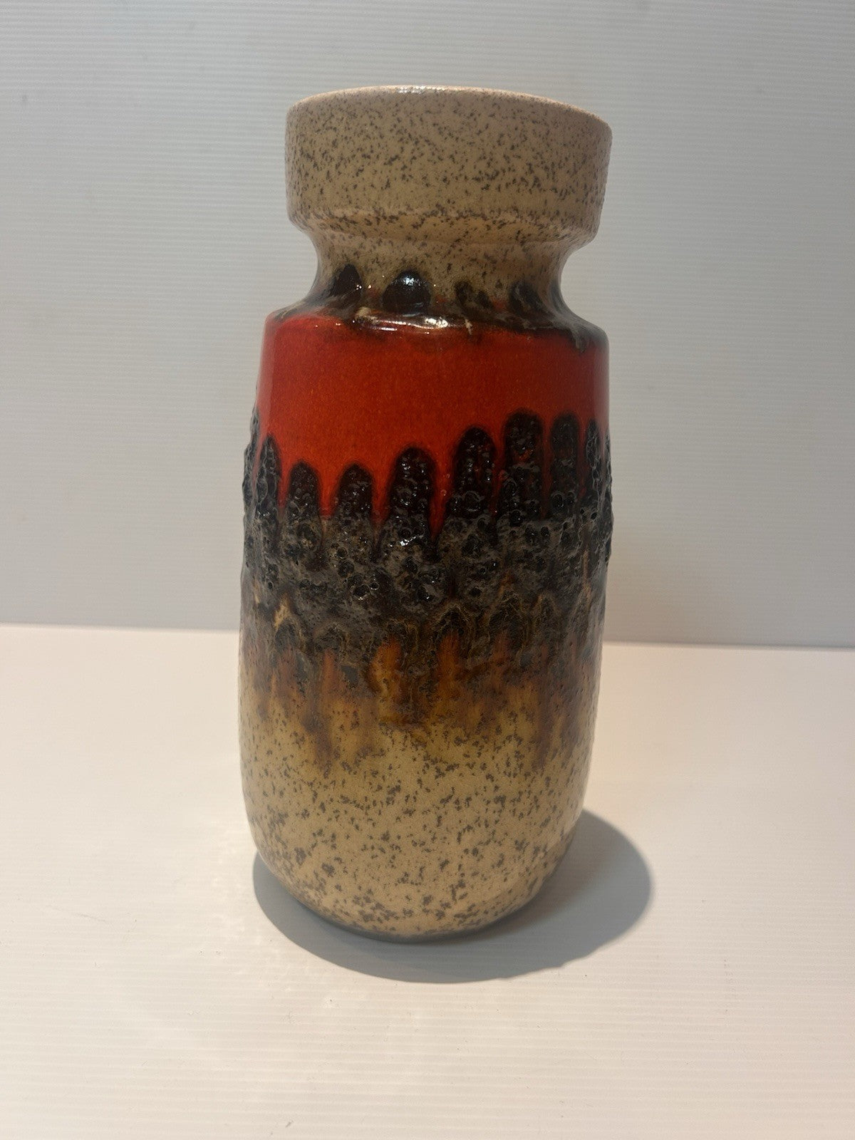 Scheurich Fat Lava Vase 242-22 West German Pottery 1960s 22cm Red Lava Glaze