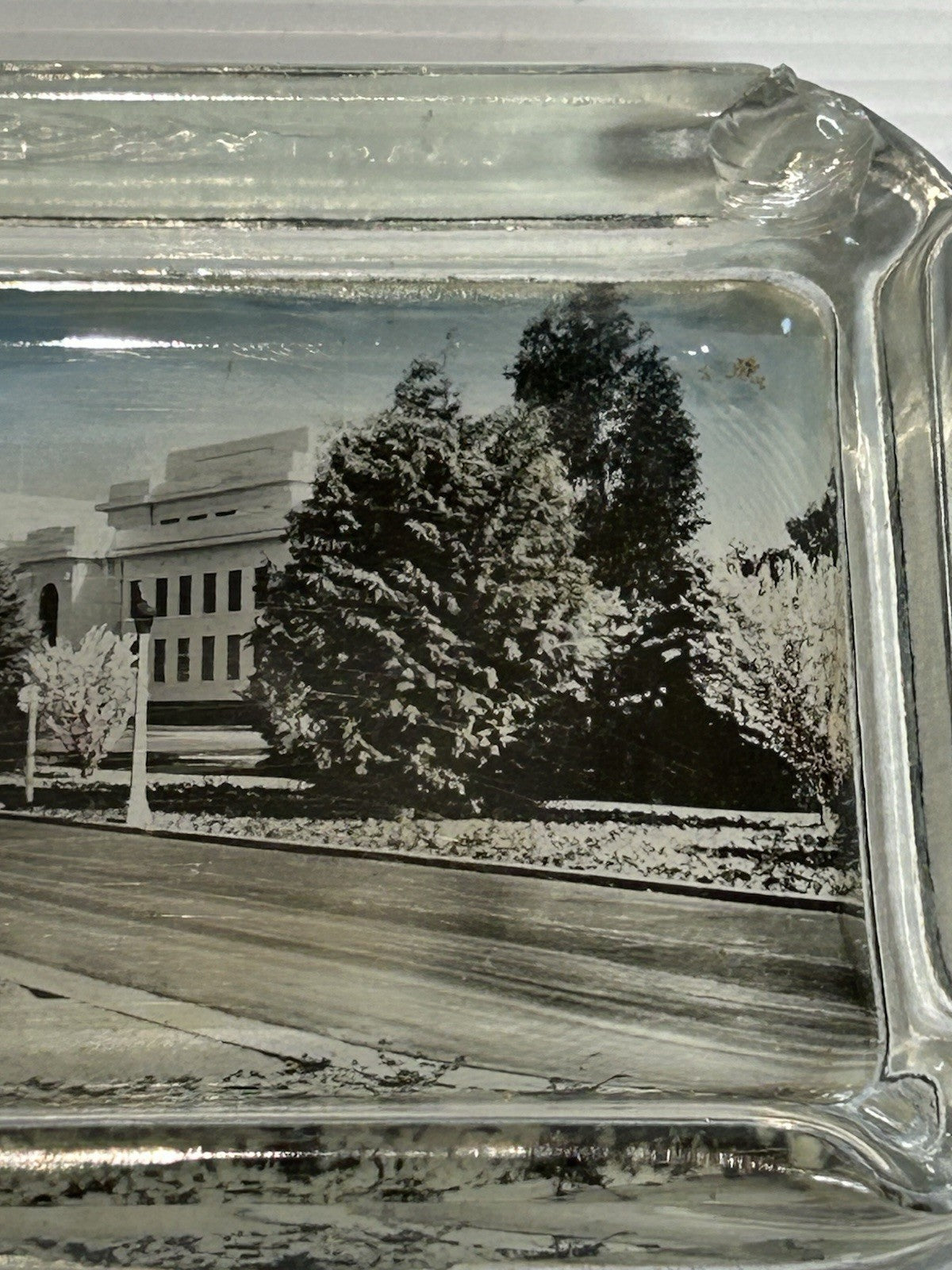 Vintage Glass Ashtray Parliament House Canberra Souvenir 1950s Reverse Paint