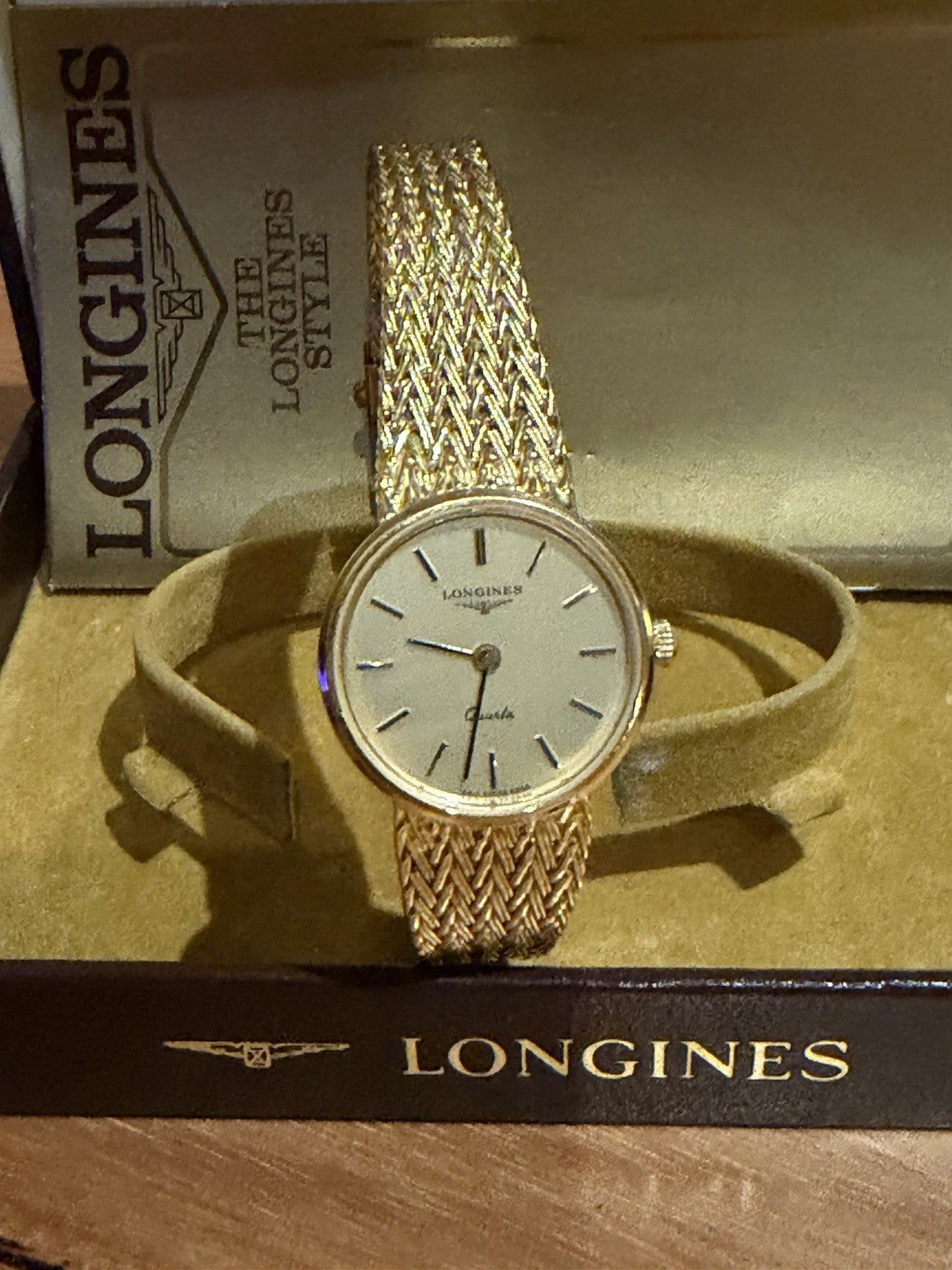 Longines Ladies Quartz Watch Gold Tone Mesh Bracelet Box Papers Swiss 6558