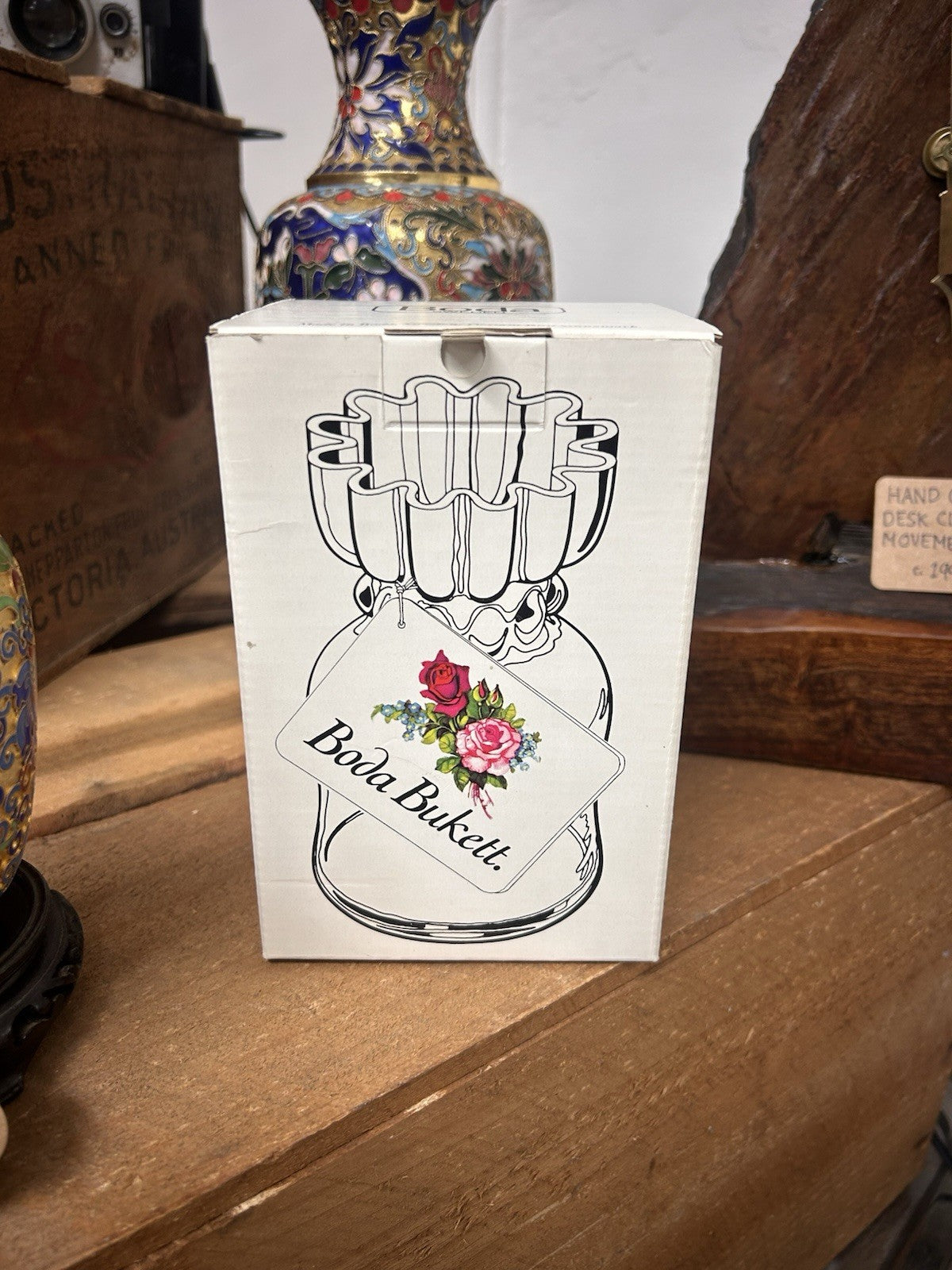 Boda Bukett Glass Vase Rolf Sinnemark Boxed Scandinavian Swedish Vintage