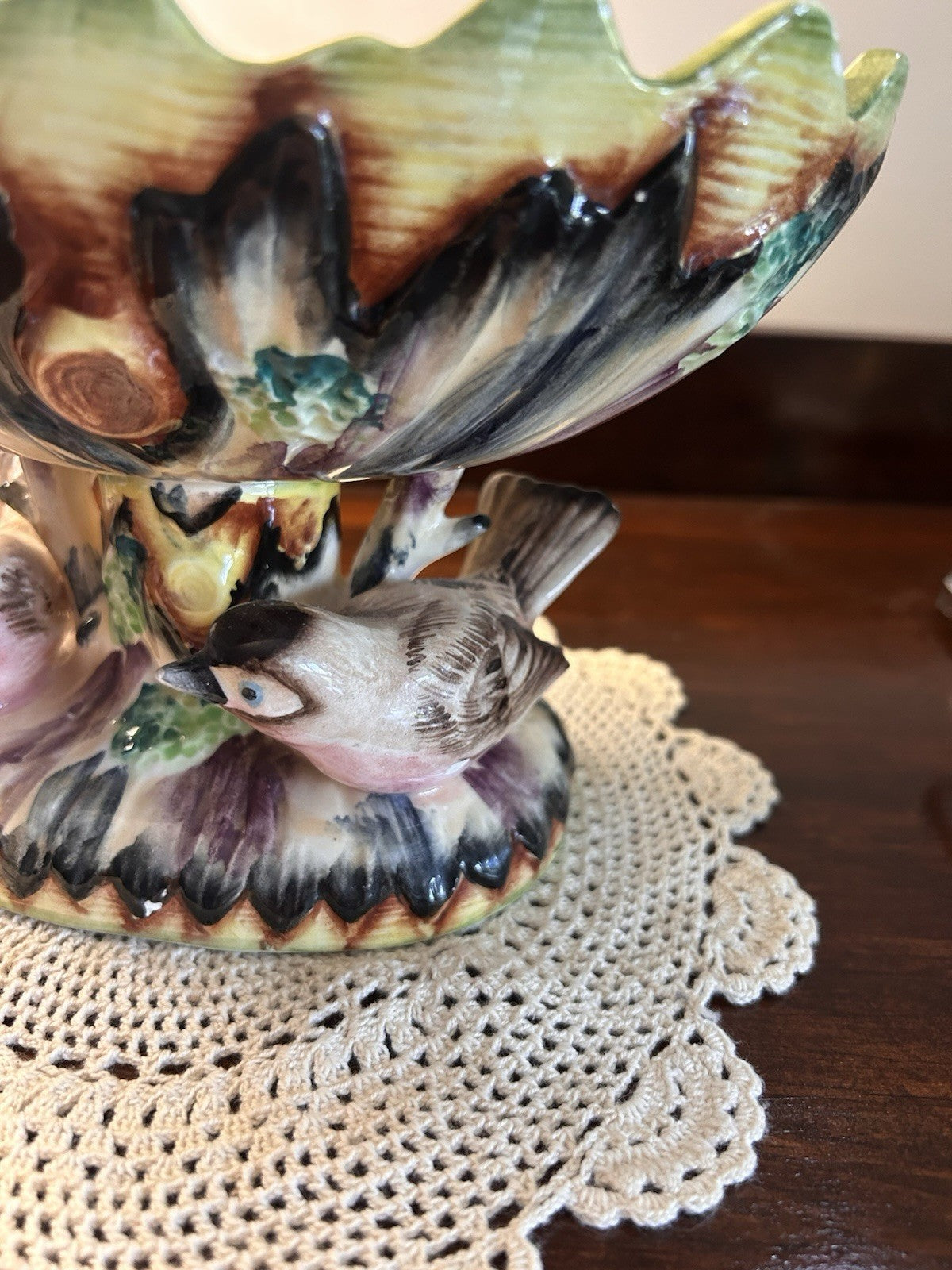 Japan Majolica Bird Compote