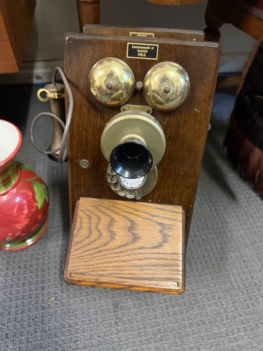 PMG Wall Telephone STC Timber Magneto Phone Commonwealth Australia Works Pre NBN