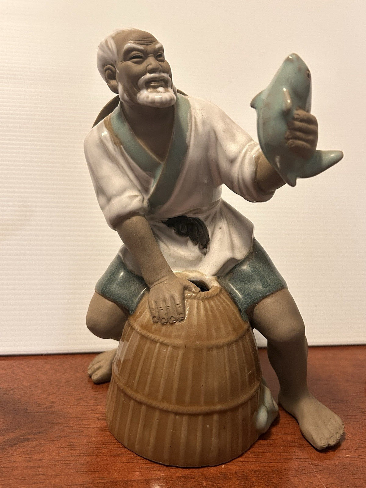 Shiwan Mudman Figurines Set of 5 Woh Jeong/Wan Jiang China Pottery 1950s–70s