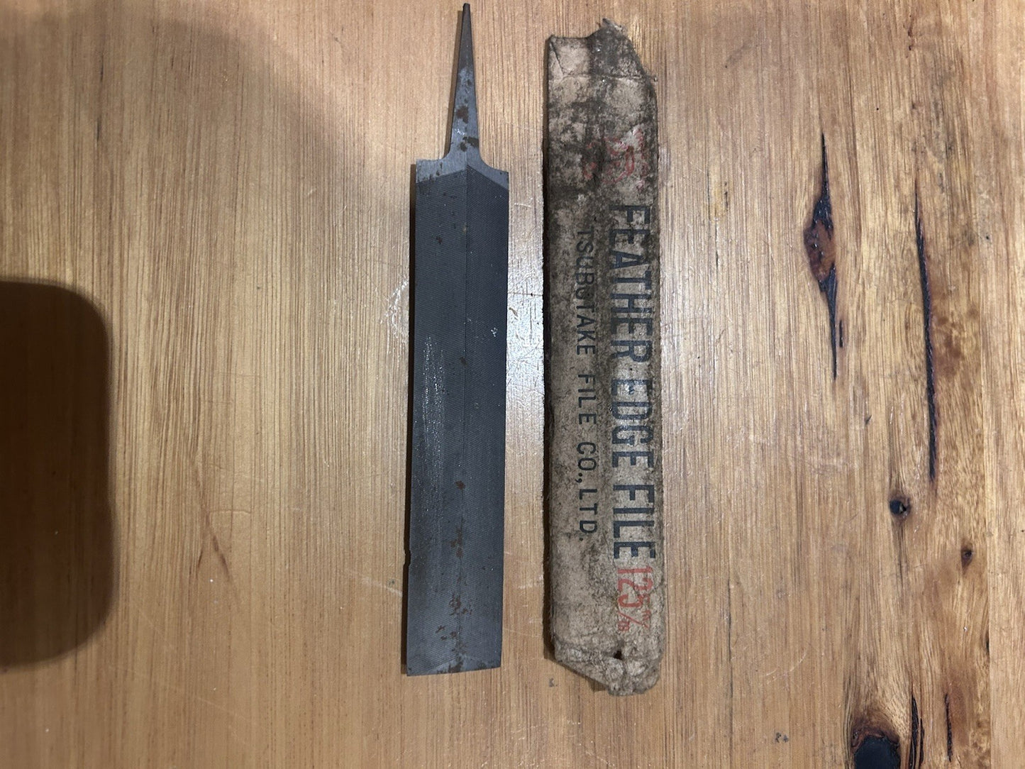 1950s Tsubotake Feather Edge File 125mm Japan NOS in Orig Wrap