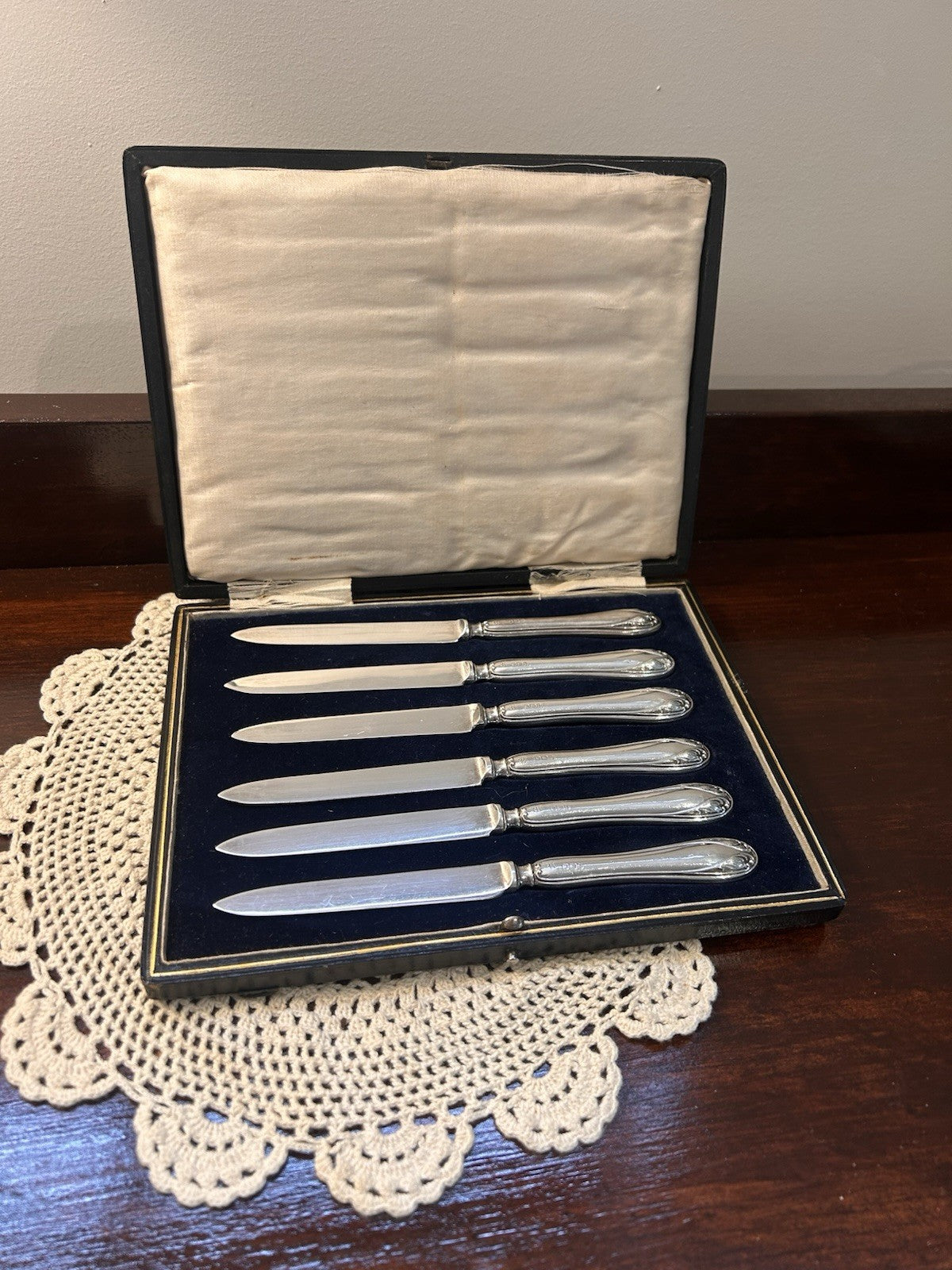 Set of 6 Sterling Silver Dessert Knives – James Deakin & Sons, Sheffield 1916