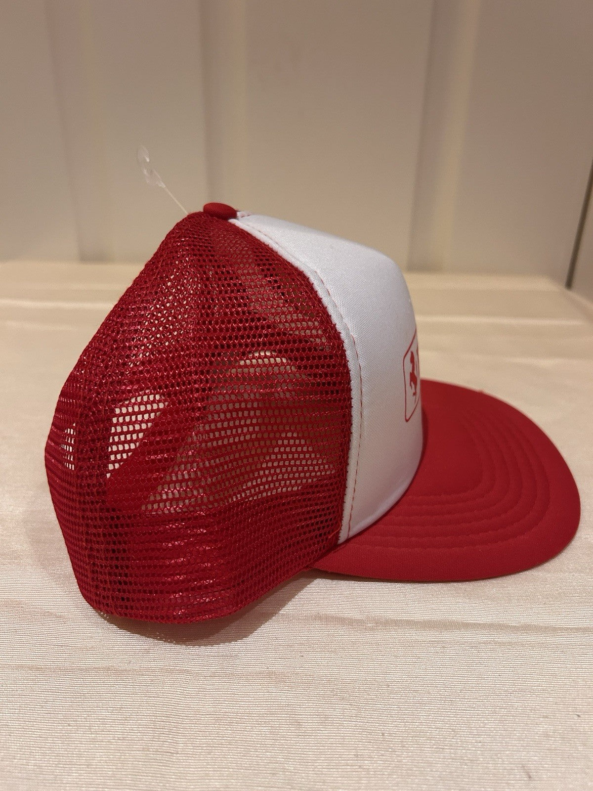 Vintage Ferrari Trucker Cap Red White Mesh Taiwan ROC Promo Snapback