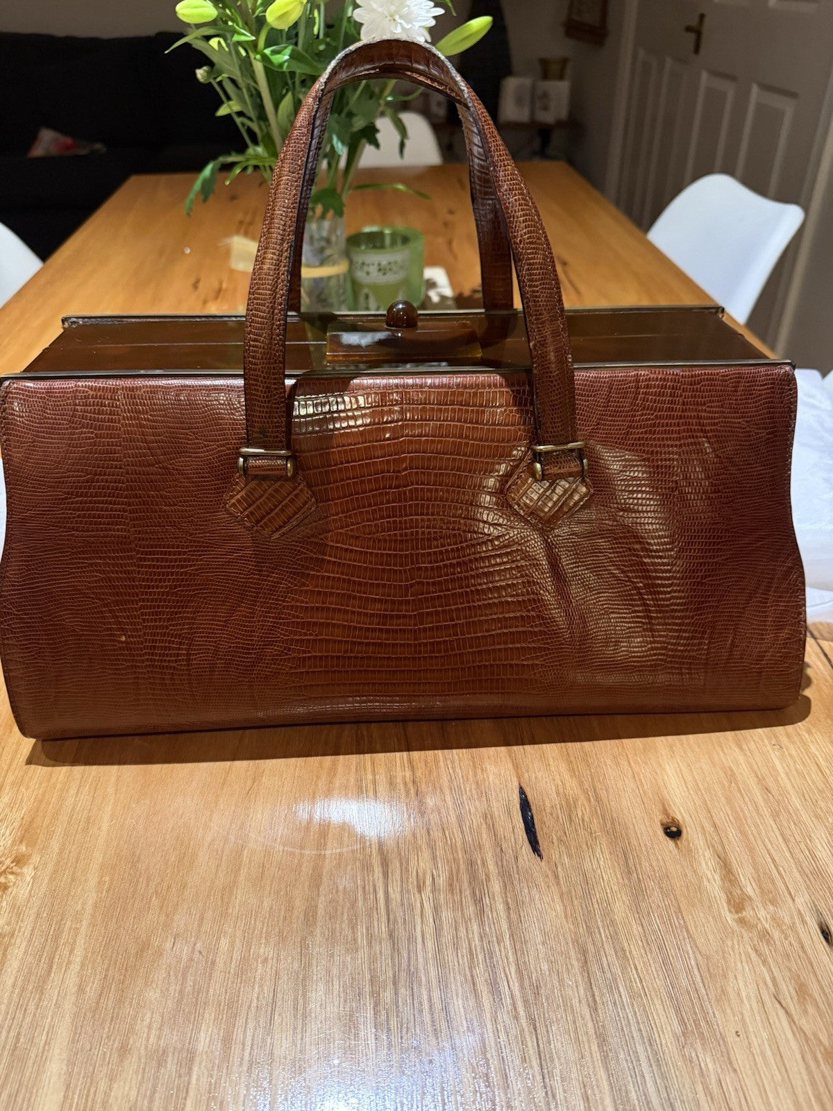 Jean Paul Gaultier Vintage Reptile Effect Leather Travel Doctor Bag Italy 1990s