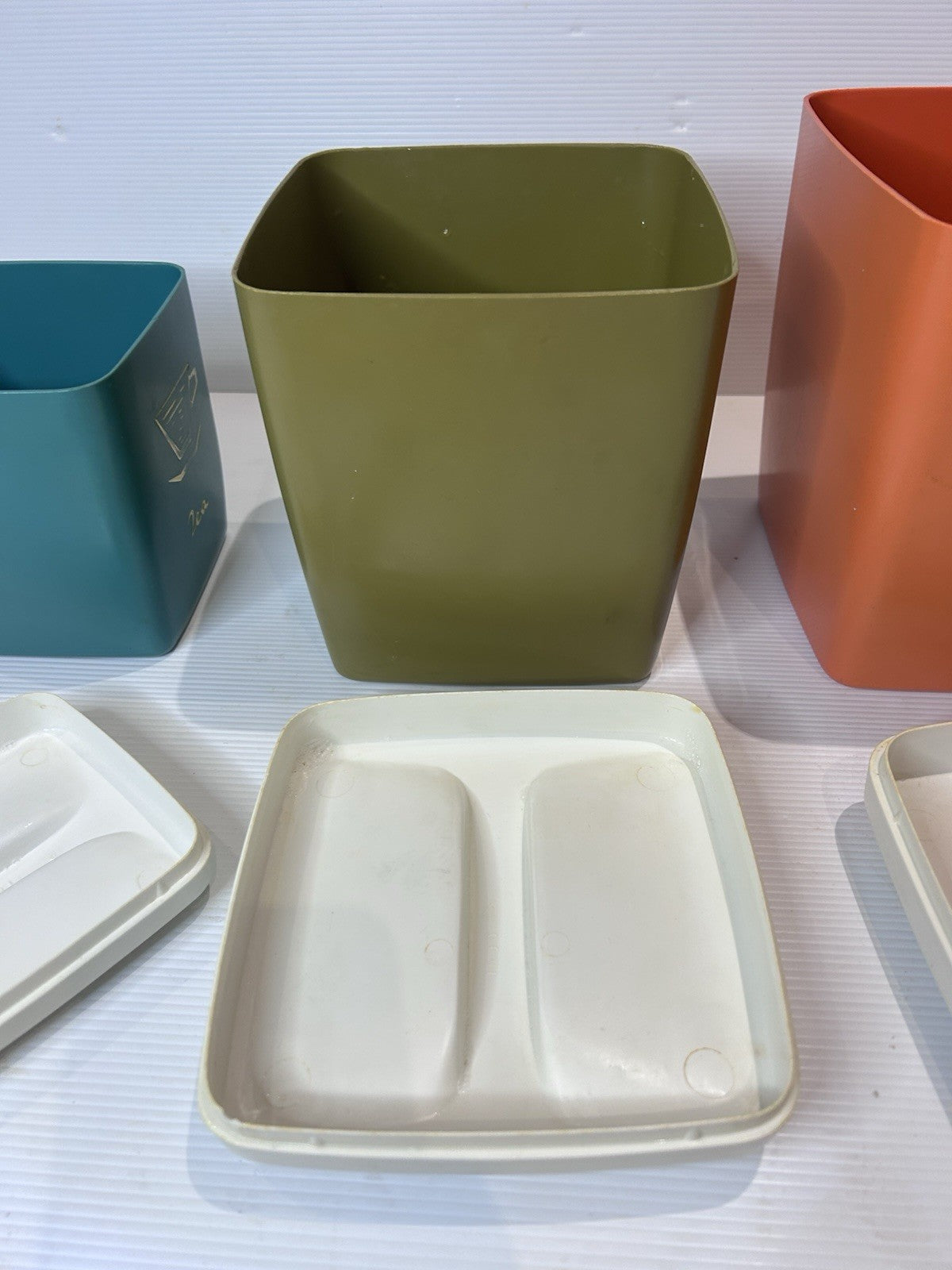 Vintage 1960s Nally Canister Set Tea Sugar Flour Retro Plastic Kitchenware