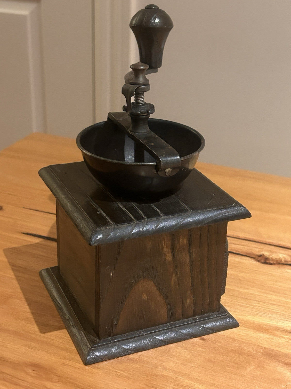 Tre Spade Vintage Coffee Grinder Made Italy Cast Iron Wooden Hand Mill 19cm
