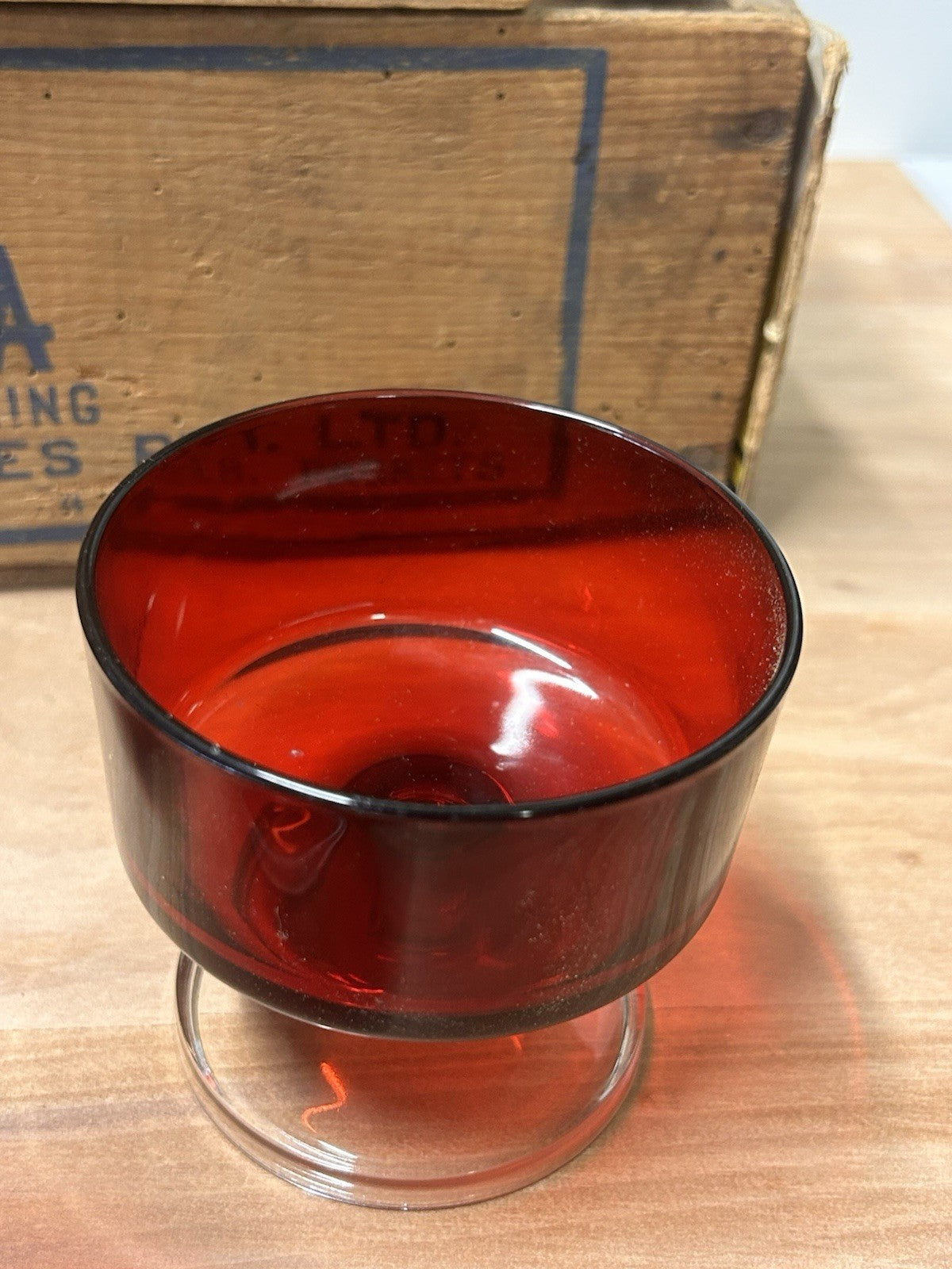 Set of 4 Vintage Luminarc France Ruby Red Dessert Glasses Compotes Retro