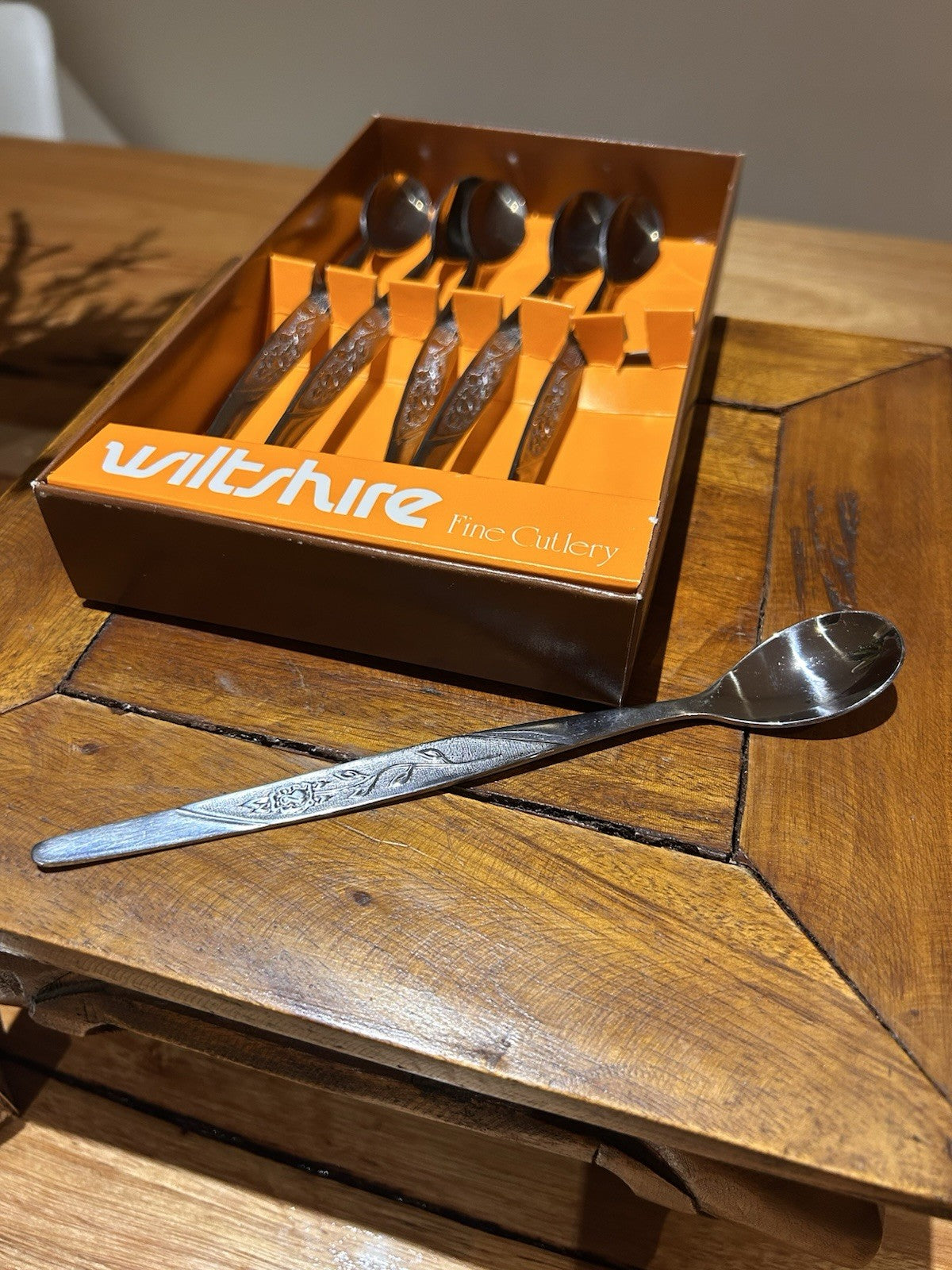 Vintage Wiltshire New Rose Boxed Cutlery Sets x5 Retro Entertaining