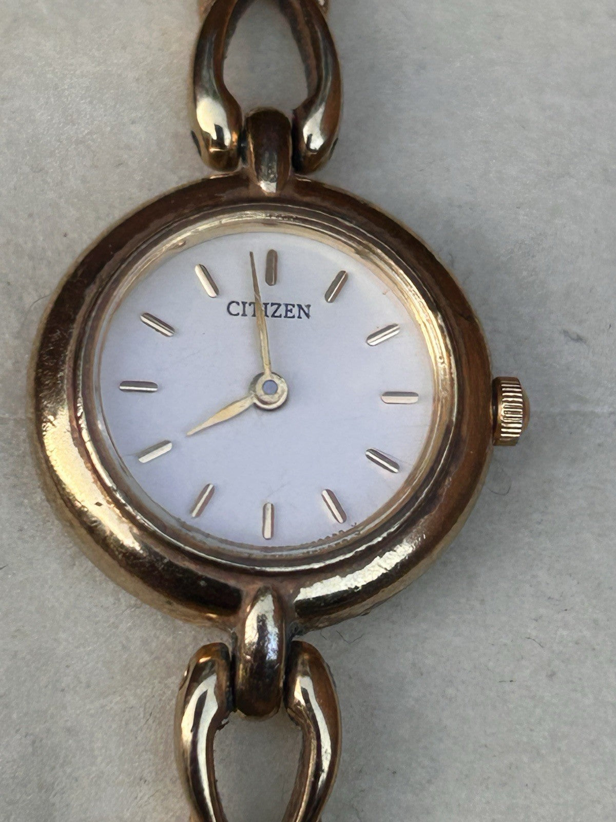 Vintage Citizen Ladies Gold Tone Bracelet Watch Quartz YPM New Battery