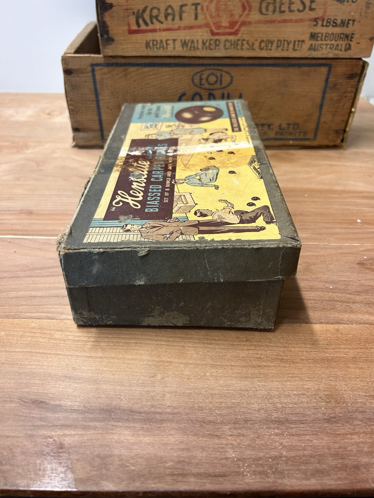 Vintage Henselite Junior Biassed Carpet Bowls Set in Box Melbourne Australia