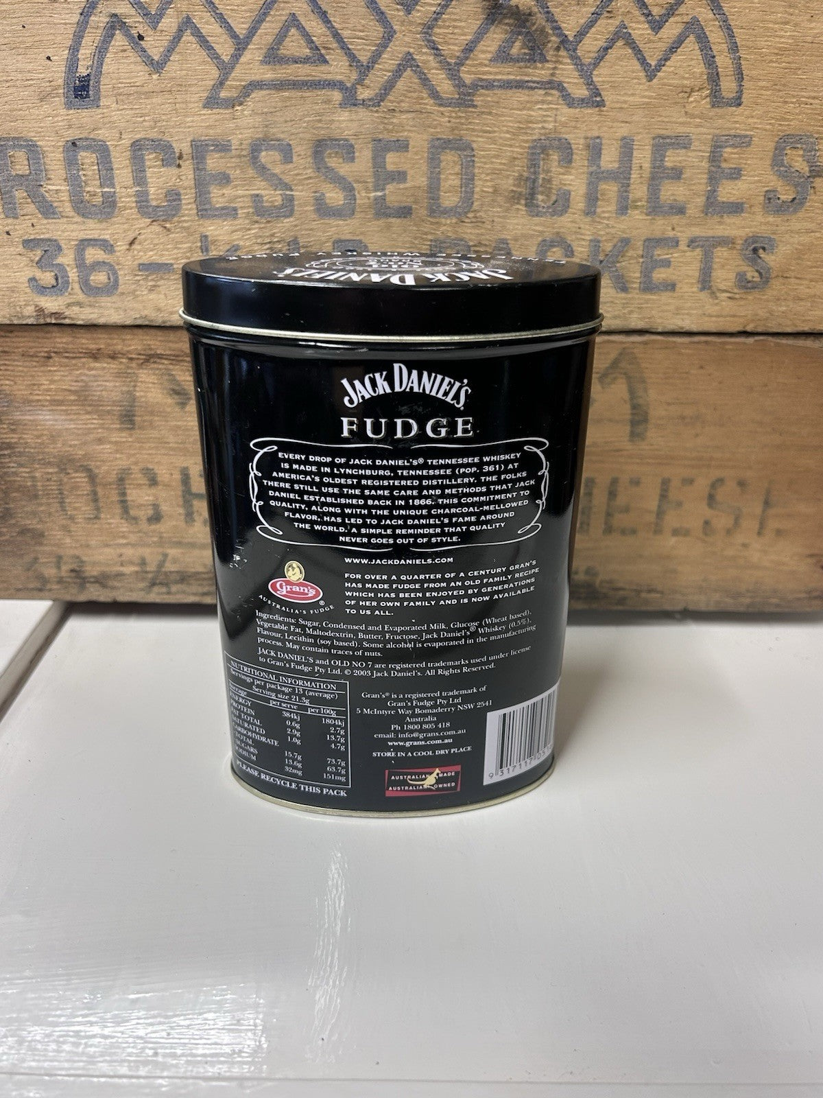 Jack Daniel’s Whiskey Fudge Tin 2005 Empty Vintage Collectible 275g