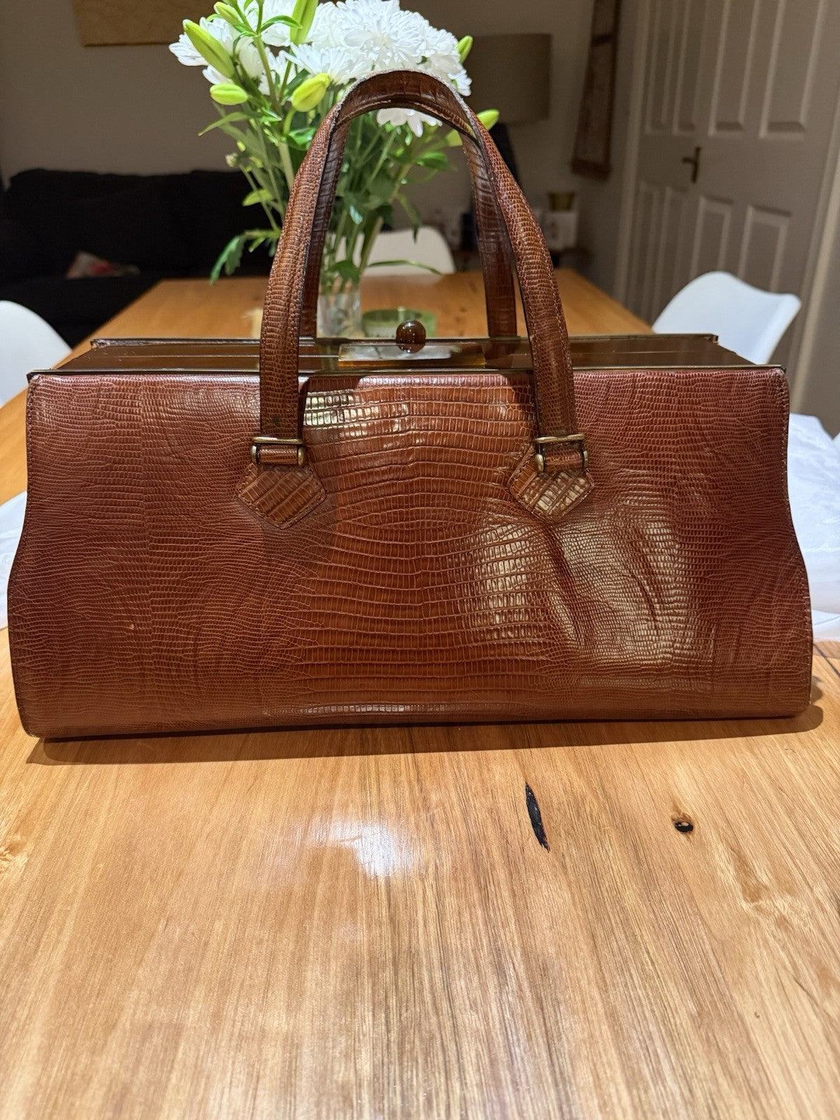 Jean Paul Gaultier Vintage Reptile Effect Leather Travel Doctor Bag Italy 1990s