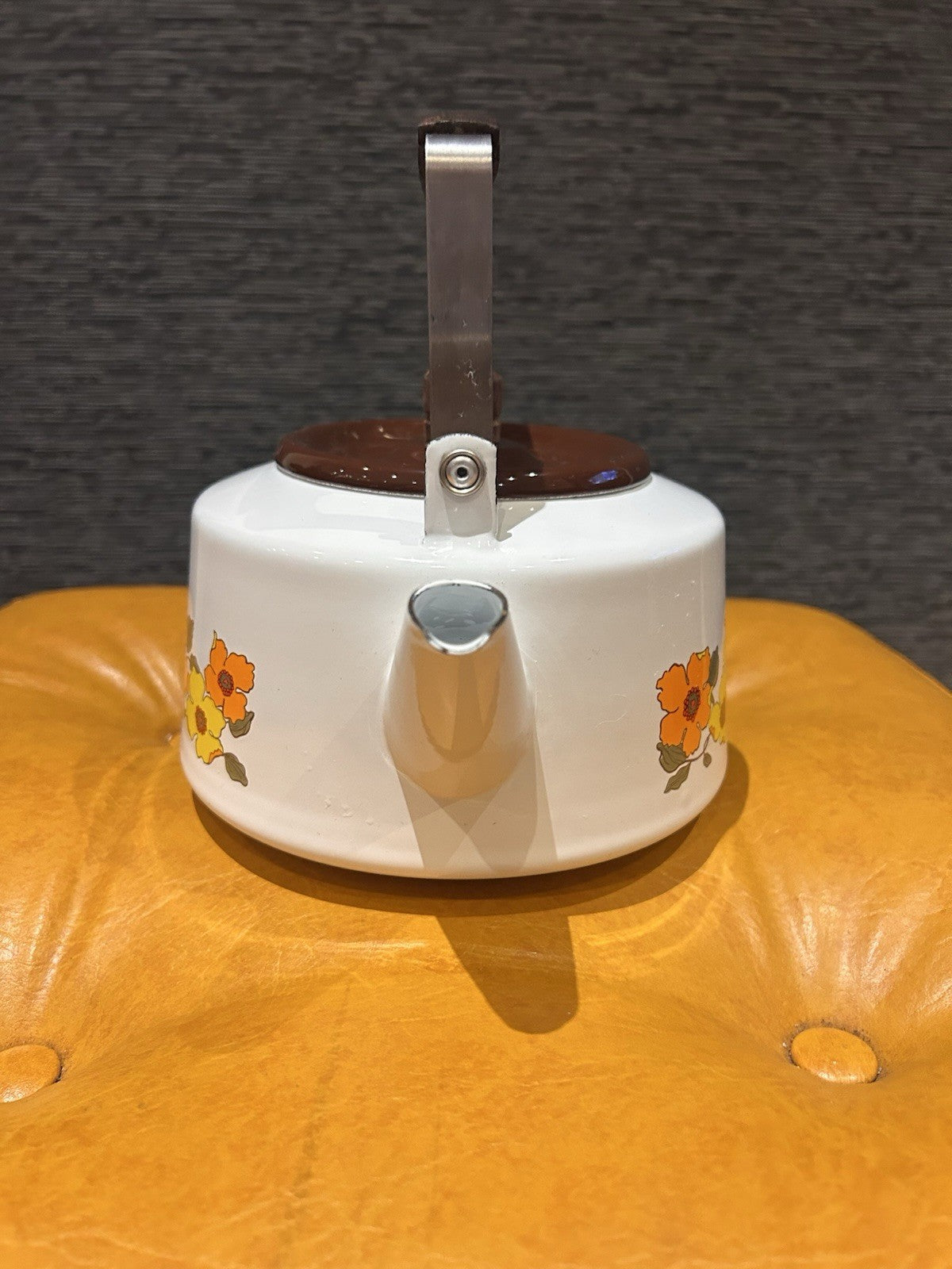 Decole Kokopele Retro Enamel Teapot 1970s Floral Japan 21cm