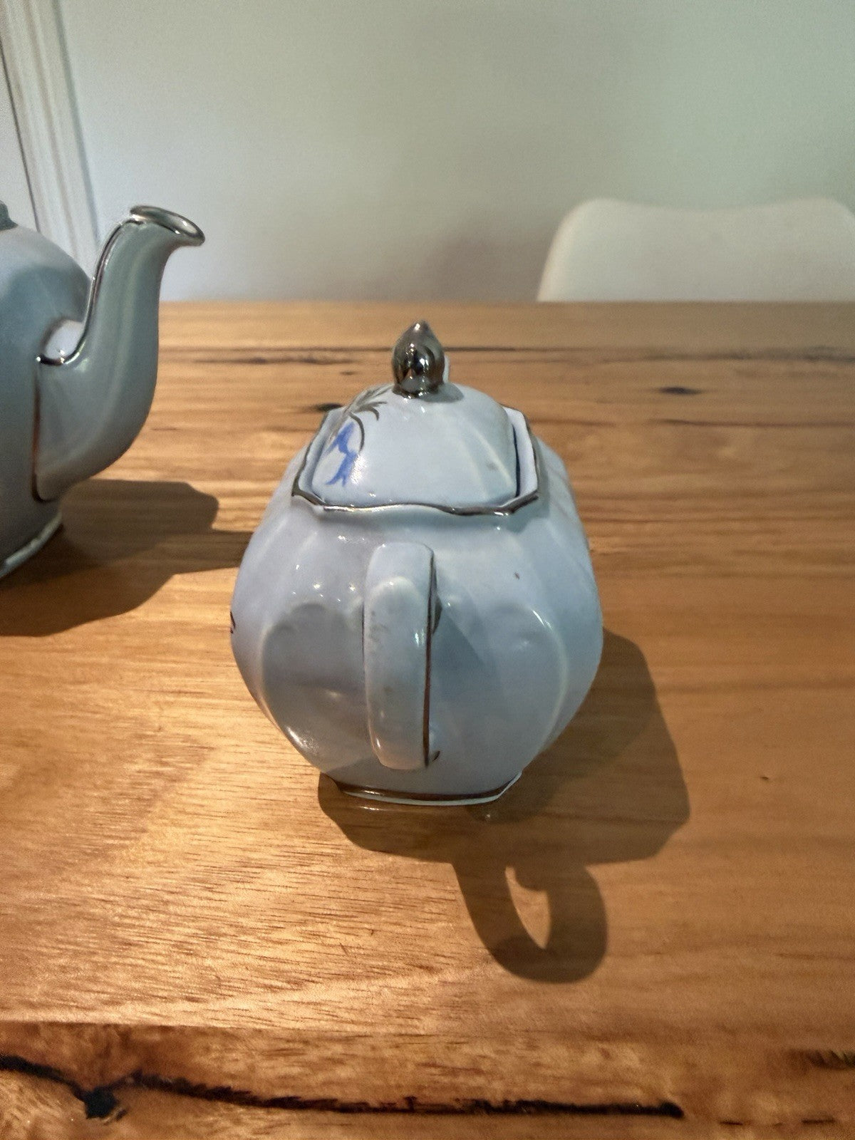 Vintage Sadler 2058 Bluebell Teapot Sugar Bowl Set Silver Trim England