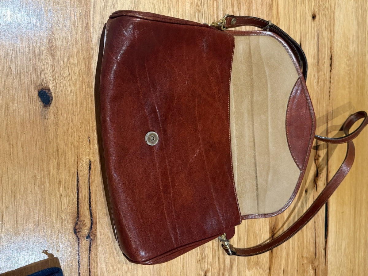 Vintage Oroton Florence Leather Shoulder Bag Brown Made in Australia Handbag