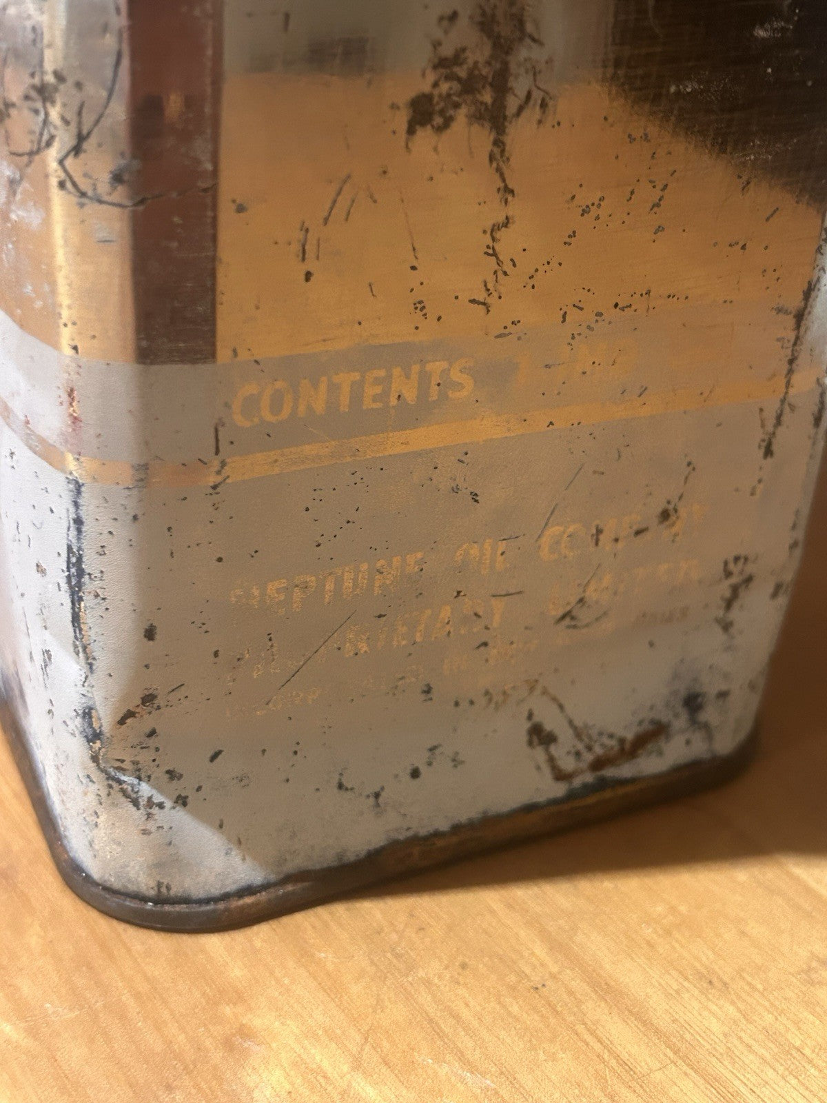 Vintage Neptune Motor Oil Tin Can 1 Gallon Australian Petroliana Collectable