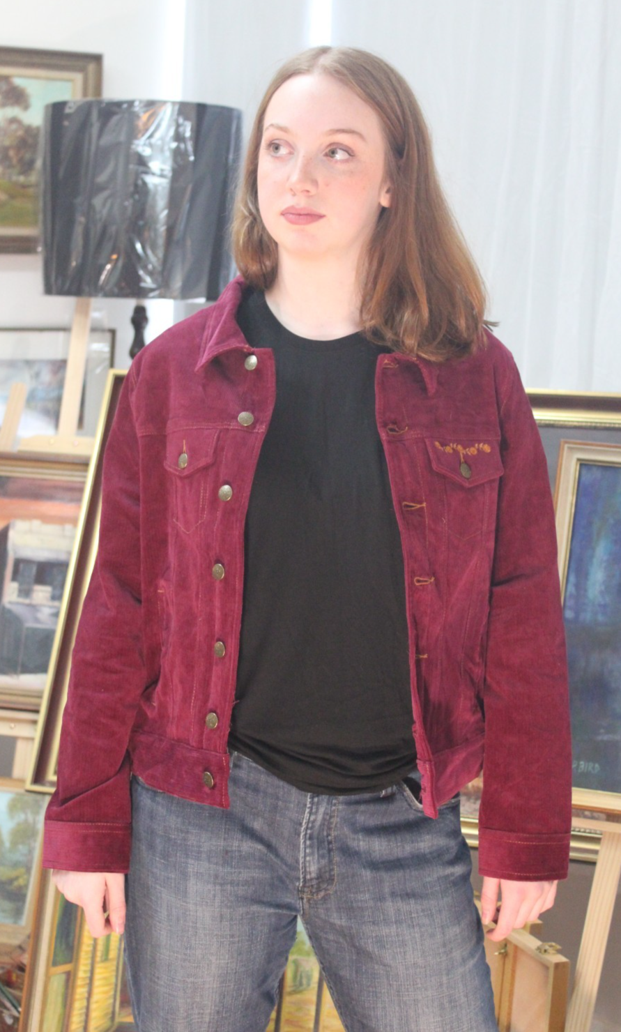Arnhem Ginger Cord Jacket Tawny Port Size 16 Floral Embroidered NWT Boho