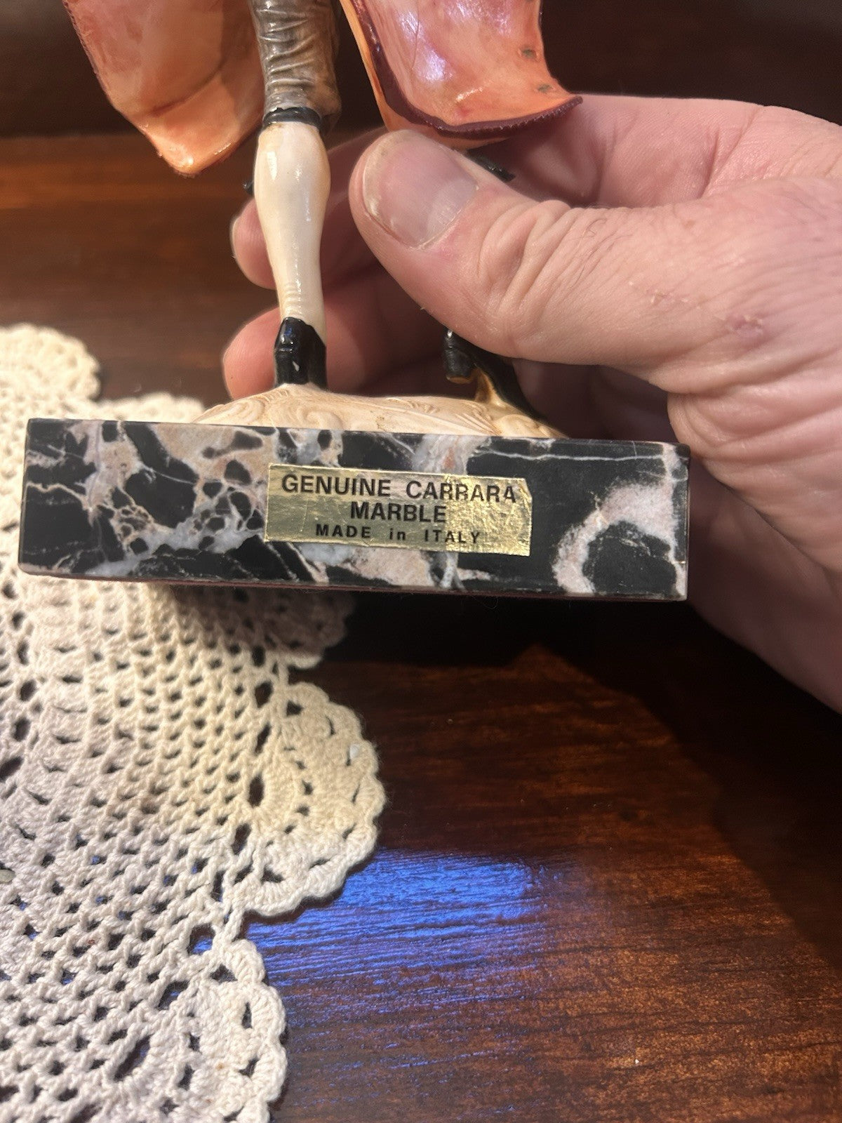 A Pair of Italian Depose Italy Figurines on Carrara Marble