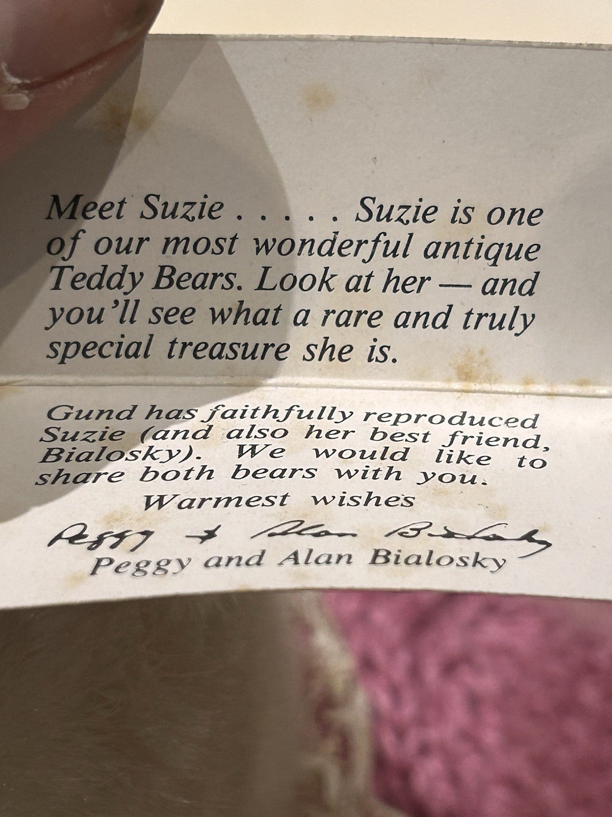 GUND Bialosky Friends Teddy Bear Pink Knitted Jumper Plush Soft Toy W Orig Tag