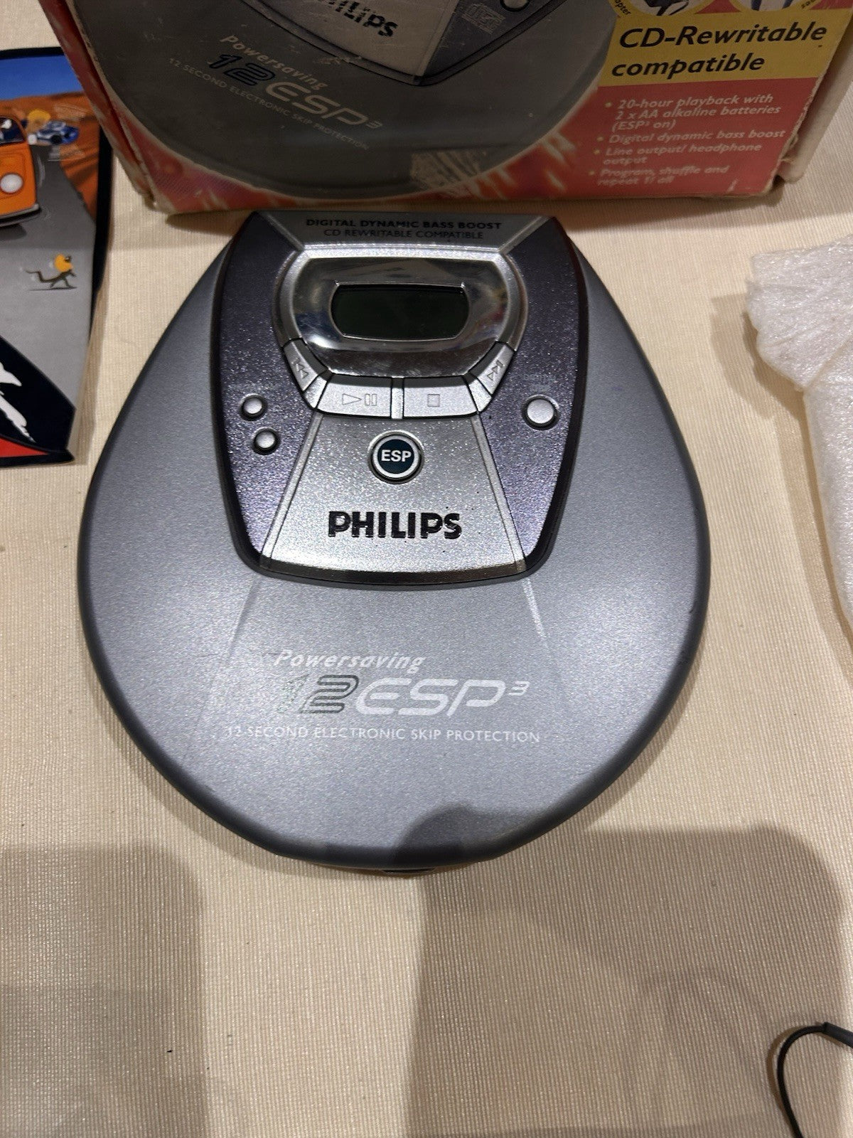 Philips AZ9003 Discman CD Player Boxed ESP 12s Vintage – Not Working