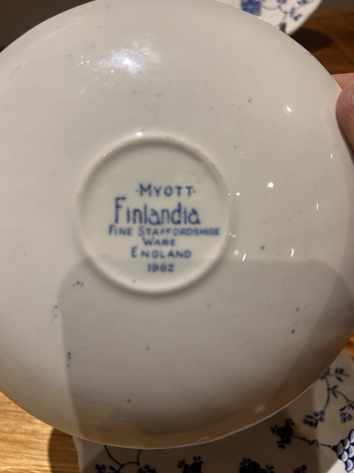 Myott Finlandia Blue Cup & Saucer 1982 England Staffordshire Vintage