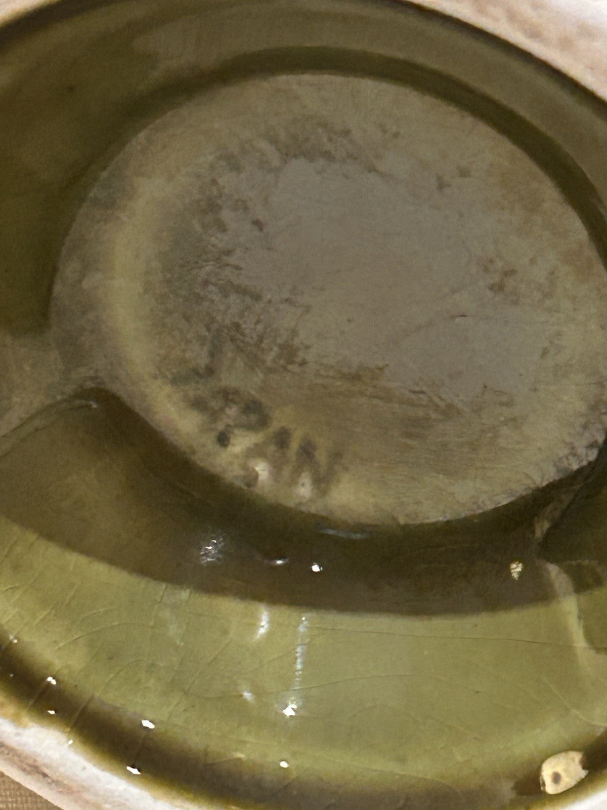 Vintage Japan Olive Green Rope Pattern Teapot & Sugar Bowl Pottery Set