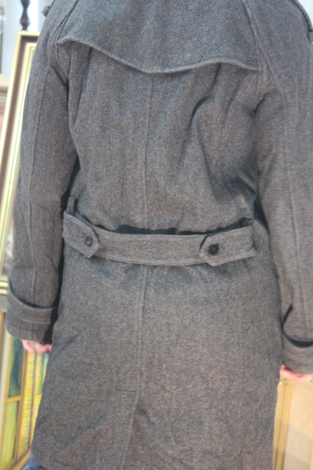 Firetrap Womens Charcoal Grey Military Style Coat High Collar Button Detail
