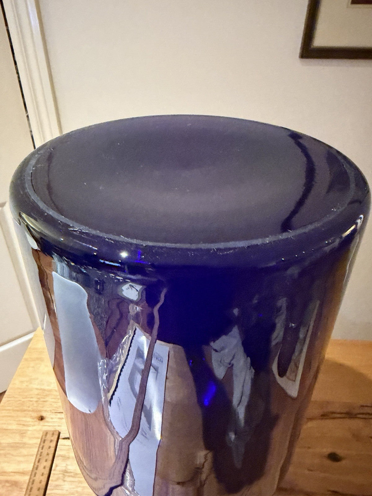 Holmegaard Gulvvase Otto Brauer Cobalt Blue Glass Floor Vase 52cm Denmark