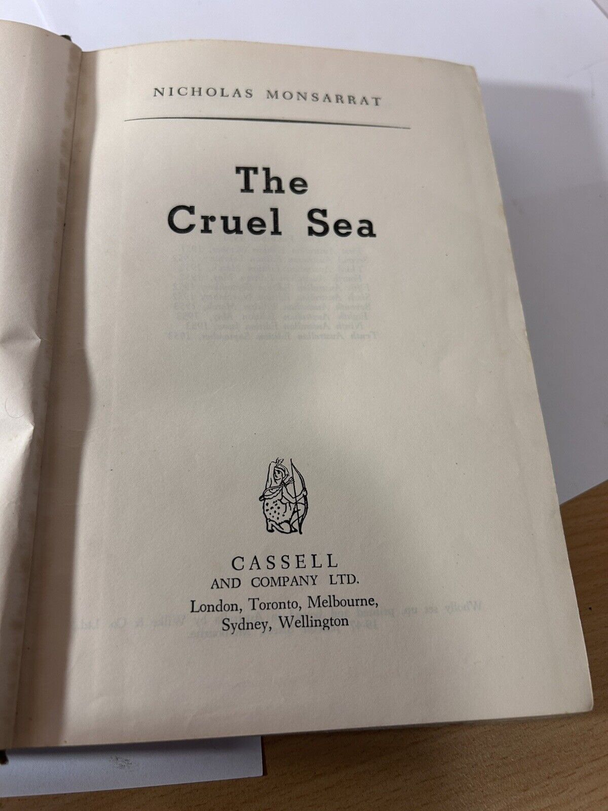 The Cruel Sea By Nicholas Monsarrat, Hardcover, 1953