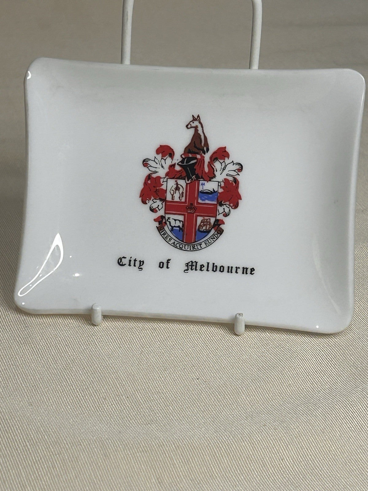 City of Melbourne Crest Ceramic Trinket Dish Vintage Souvenir Plate 12.5cm