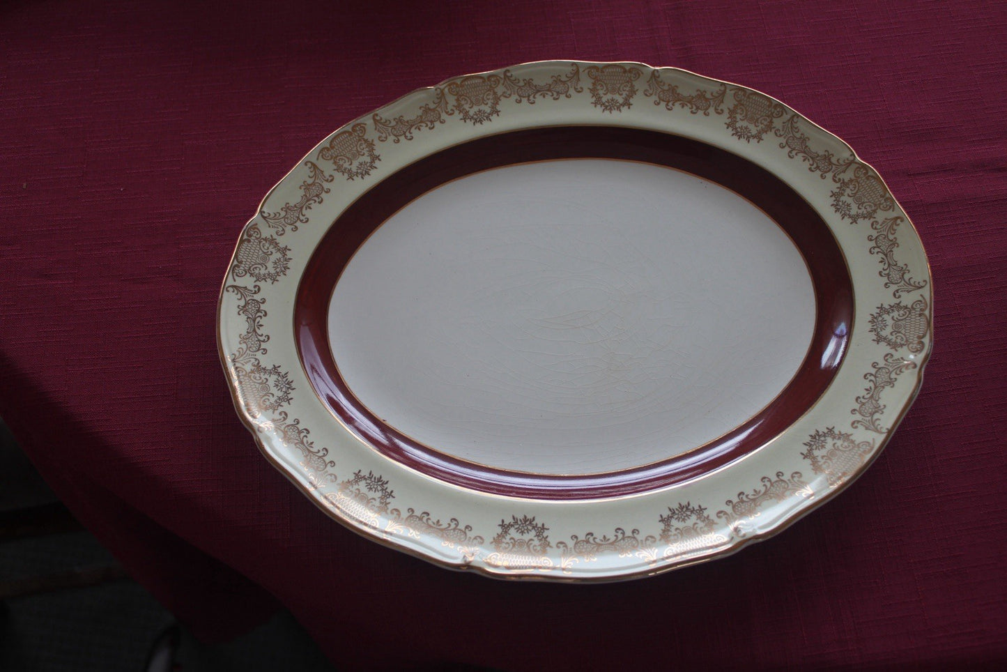 Midwinter Porcelain Burgundy & Gilt Dinner Tea Set for  6 England Vintage
