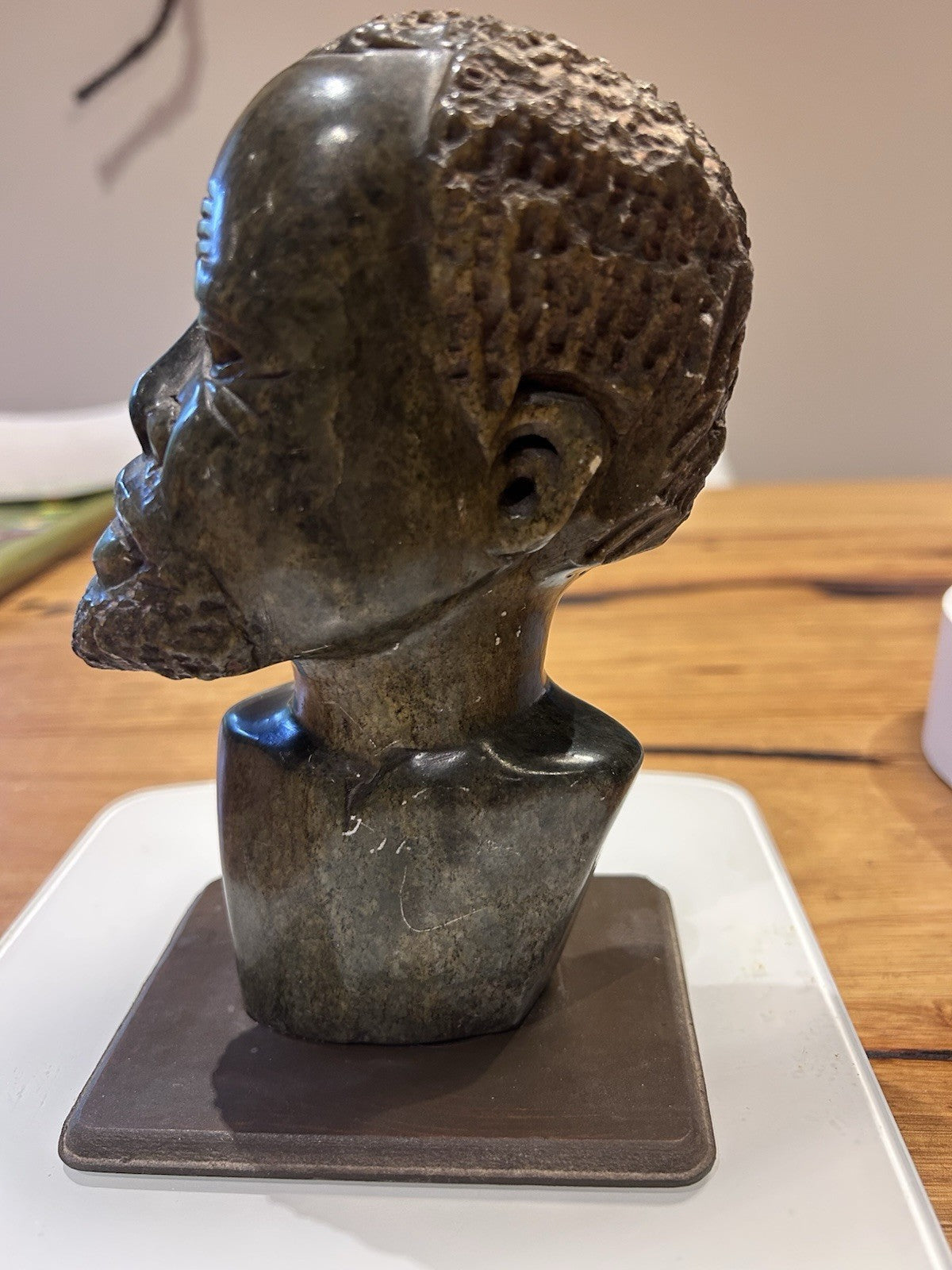 Shona African Stone Head Bust 15cm 1.5kg Zimbabwe Serpentine Sculpture