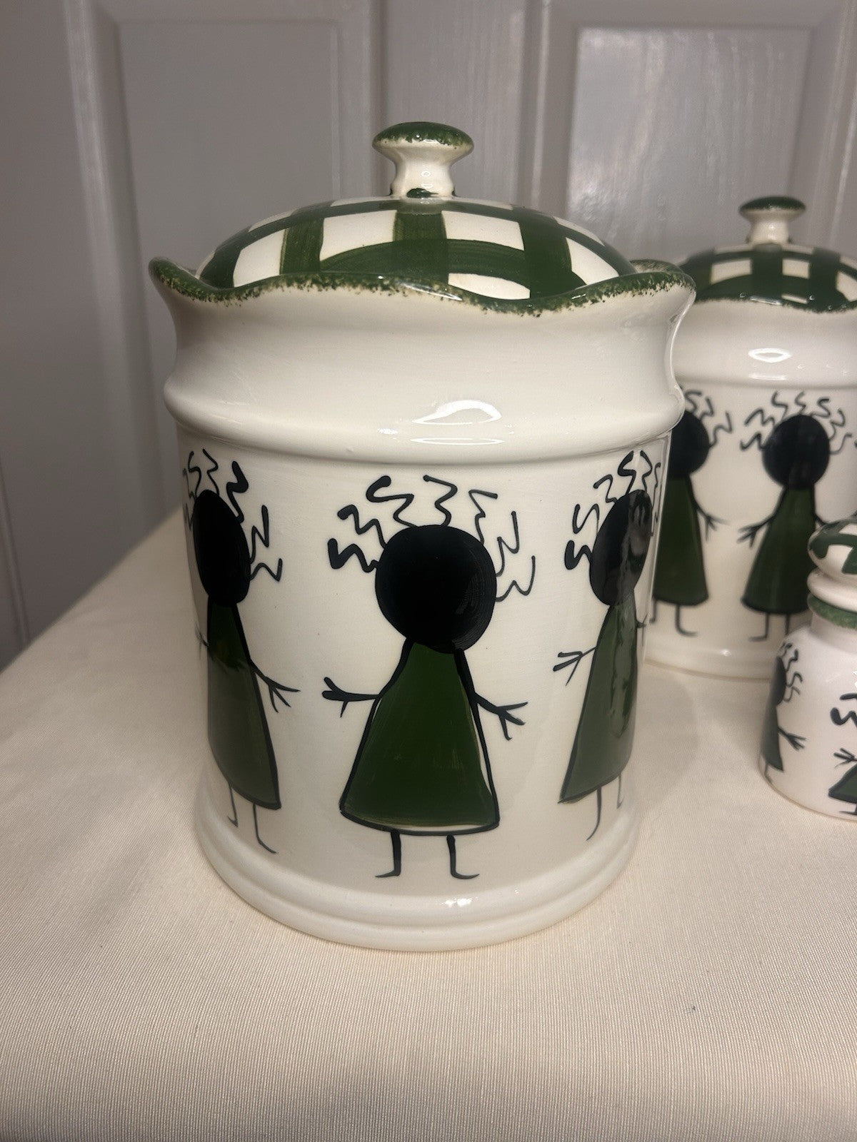 Kerry Alderuccio Hand Painted Canister Set – 6pc Ceramic Kitchen Storage 