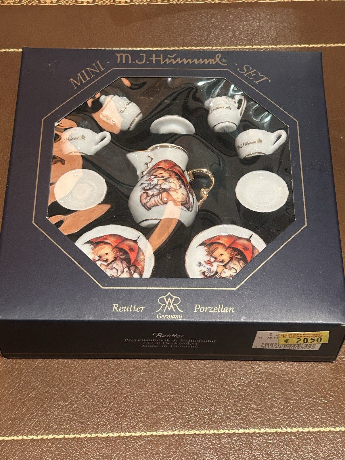 M.J. Hummel Mini Tea Set Umbrella Design Reutter Porzellan Germany Boxed