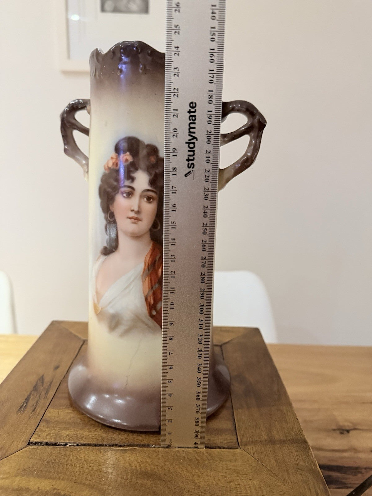 Antique Carl Tielsch CT Portrait Vase c1900 German Porcelain Eagle Mark