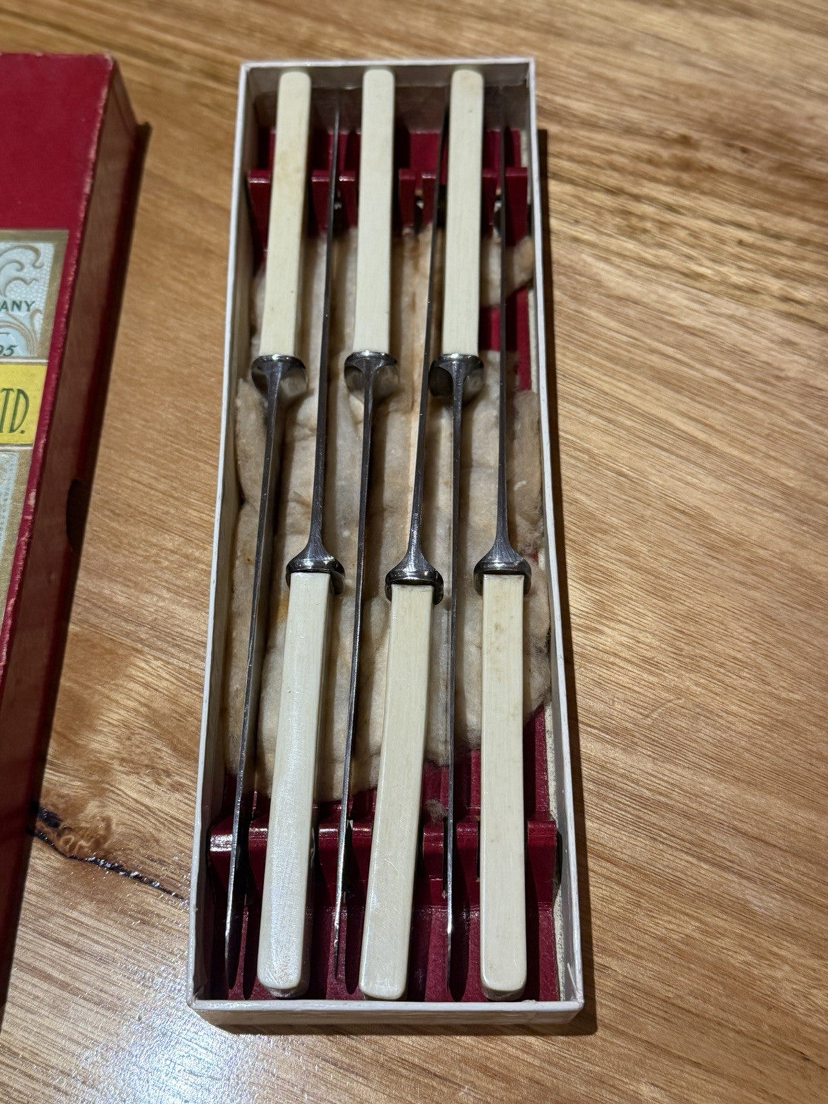 Joseph Fenton Sheffield Vintage 6 Xylonite Table Knives Original Box Circa 1921