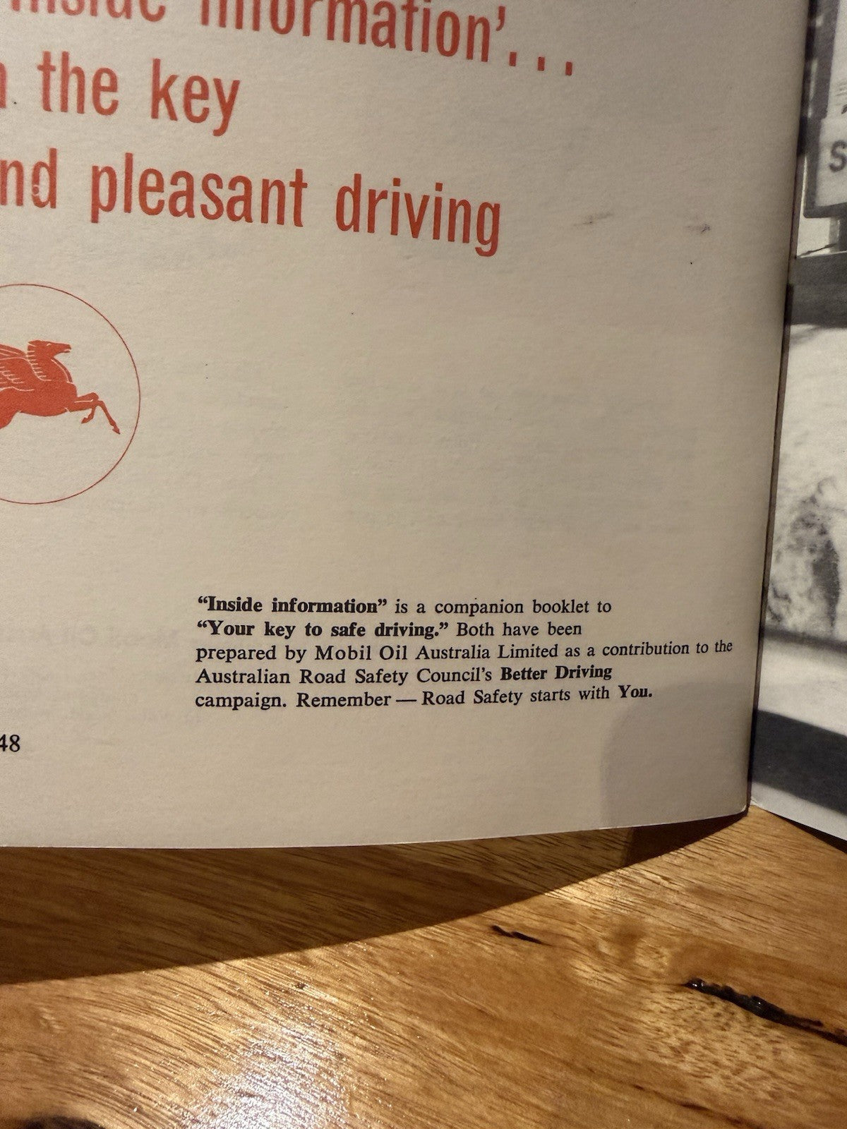 Mobil Oil Australia Inside Information Vintage Motoring Booklet Road Safety