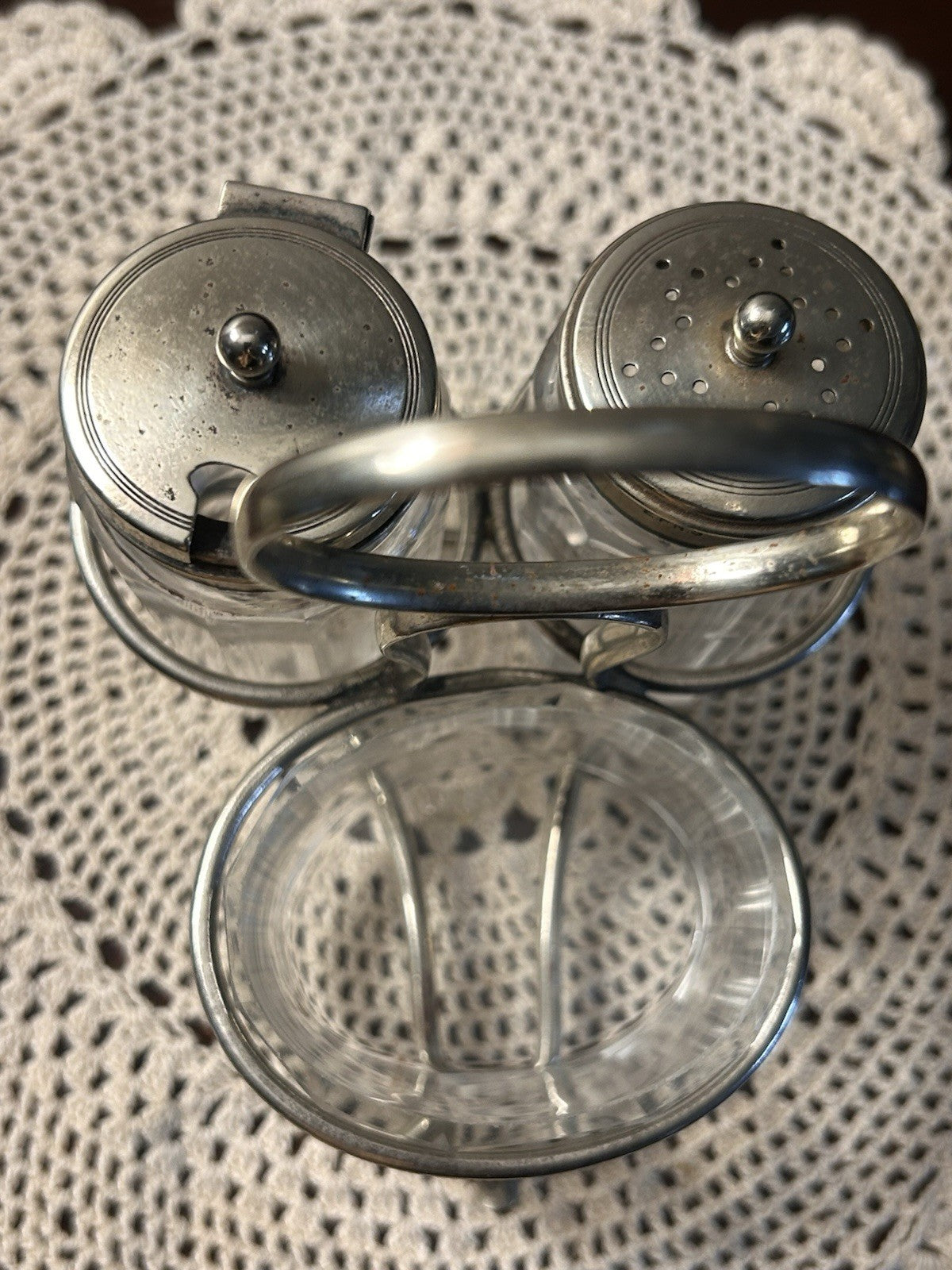 Vintage EPNS & Glass Cruet Set Made in England – Mustard, Pepper & Salt Trio