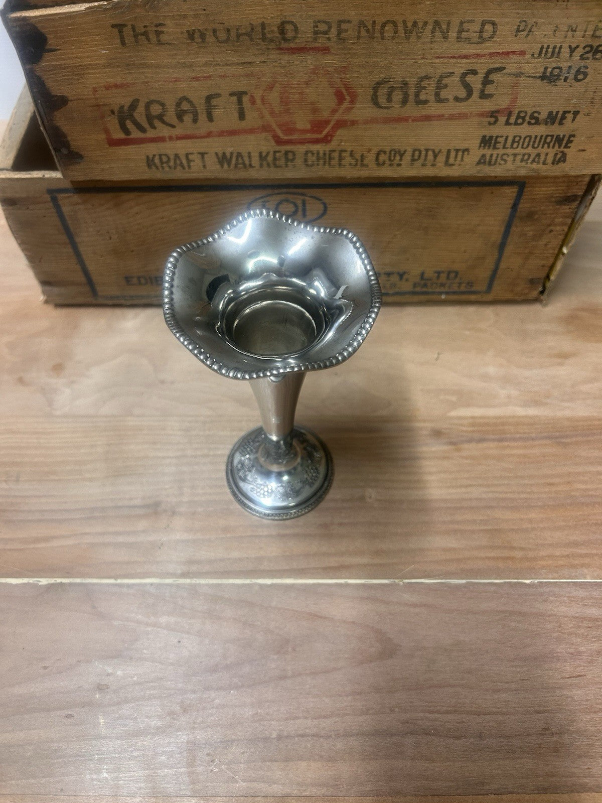 Vintage Silver Plated Bud Vase Art Deco Nouveau Style 12cm Fluted Rim