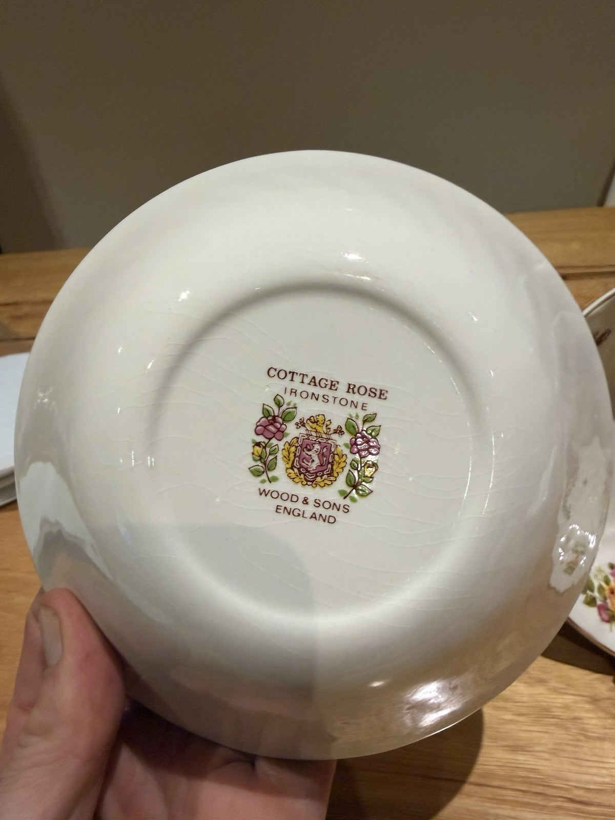 6x Wood & Sons Cottage Rose Ironstone Soup Bowls England Floral 16cm