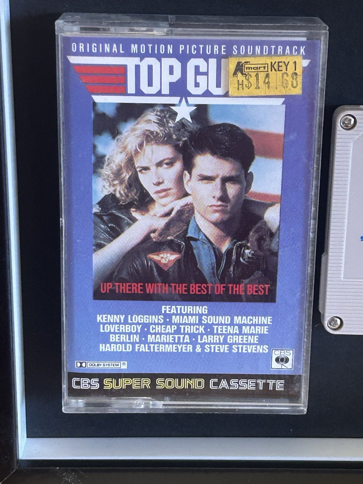 Top Gun Soundtrack Cassette 1986 Framed Display CBS Super Sound Kenny Loggins