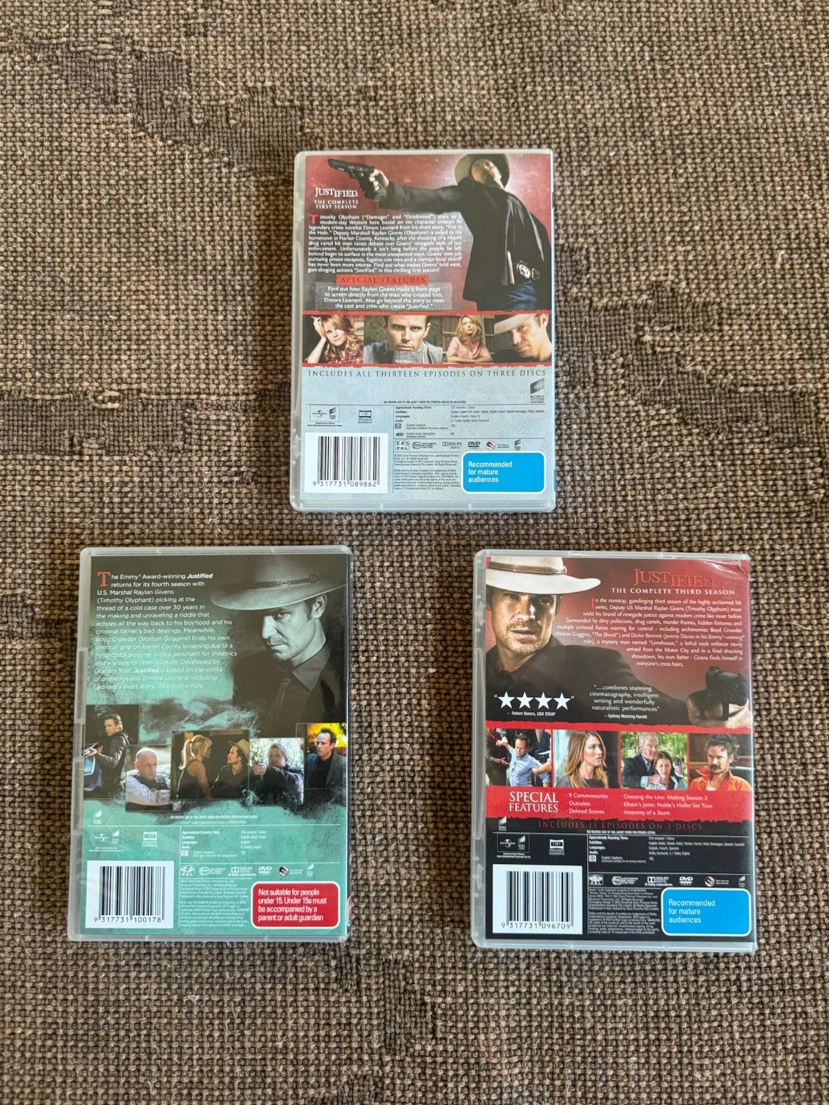 Justified DVD Bundle Seasons 1, 3 & 4 | Timothy Olyphant Crime Drama FX