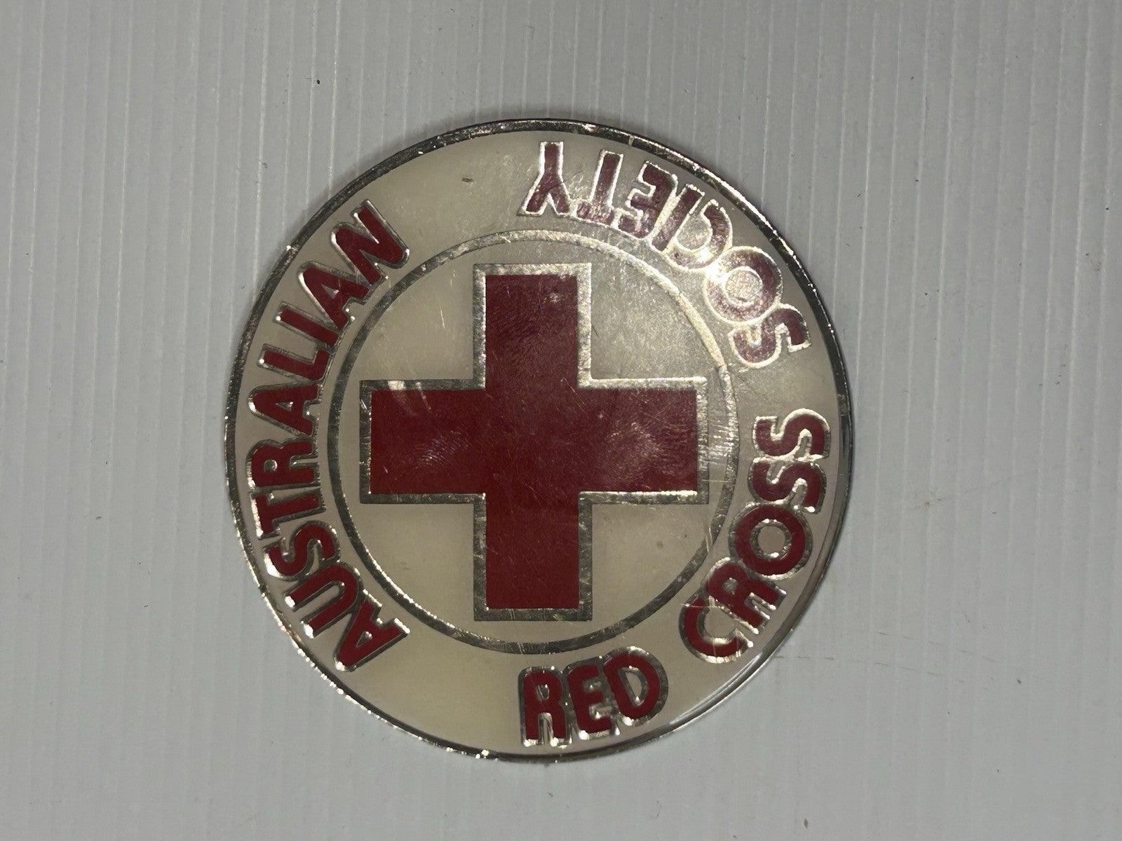 Vintage Australian Red Cross Society Enamel Emblem Badge 7.5cm Metal